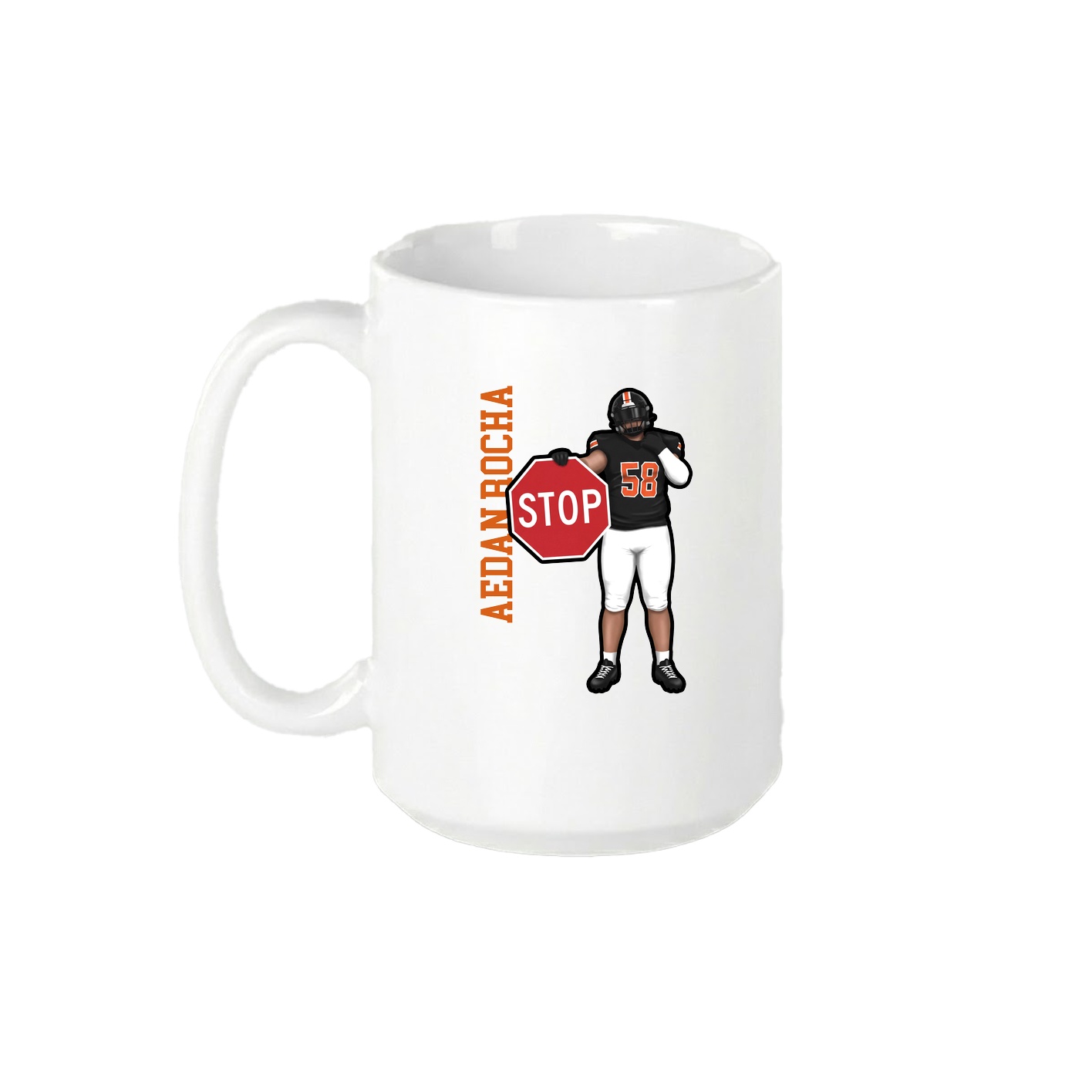 15oz Coffee Mug — Name Vertical in White