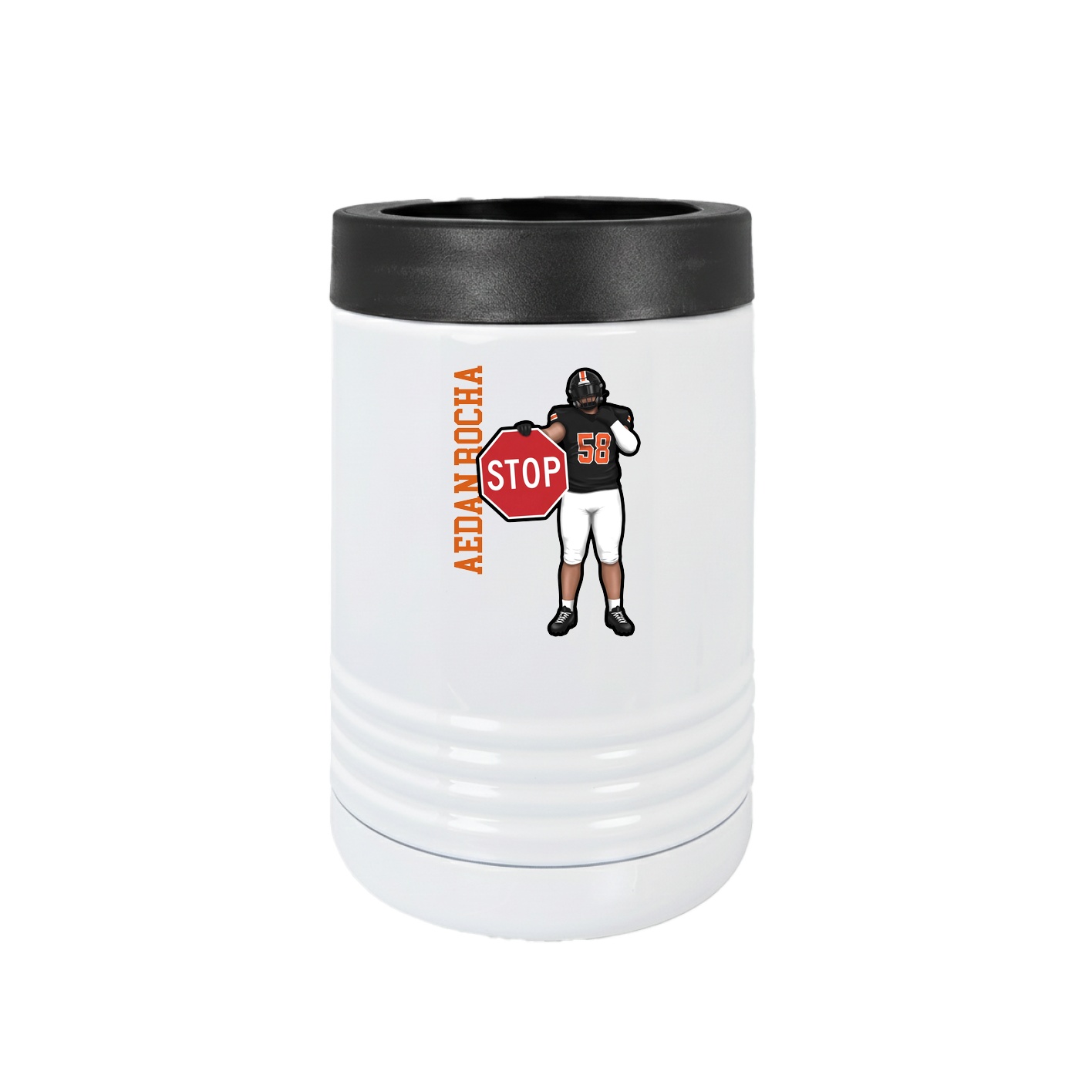 Beverage Holder — Name Vertical in White