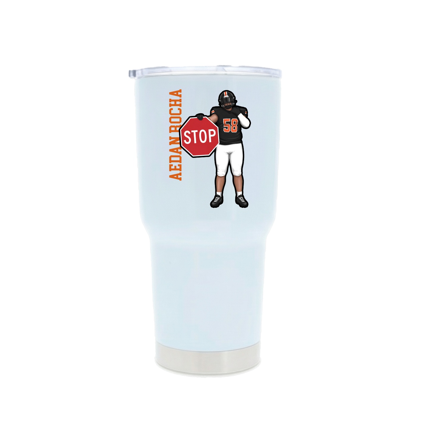 30oz Stainless Steel Tumbler — Name Vertical in White