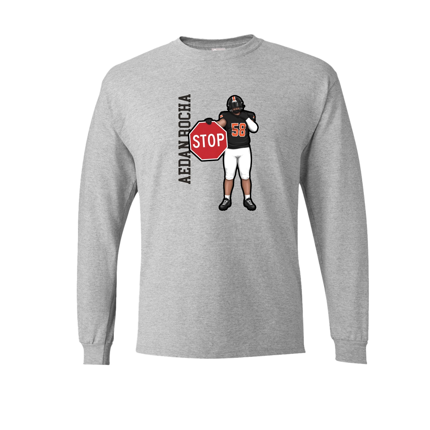 Long Sleeve Tee — Name Vertical in Grey