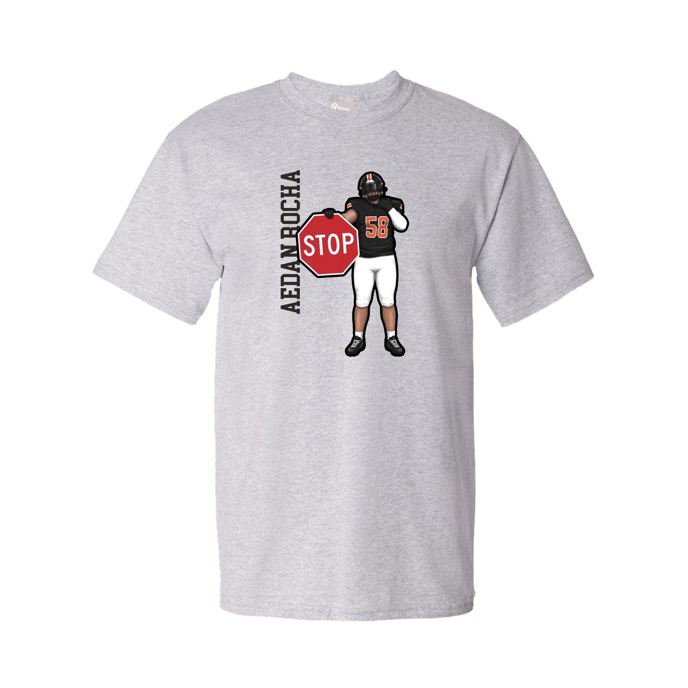 Youth Tee — Name Vertical in Grey