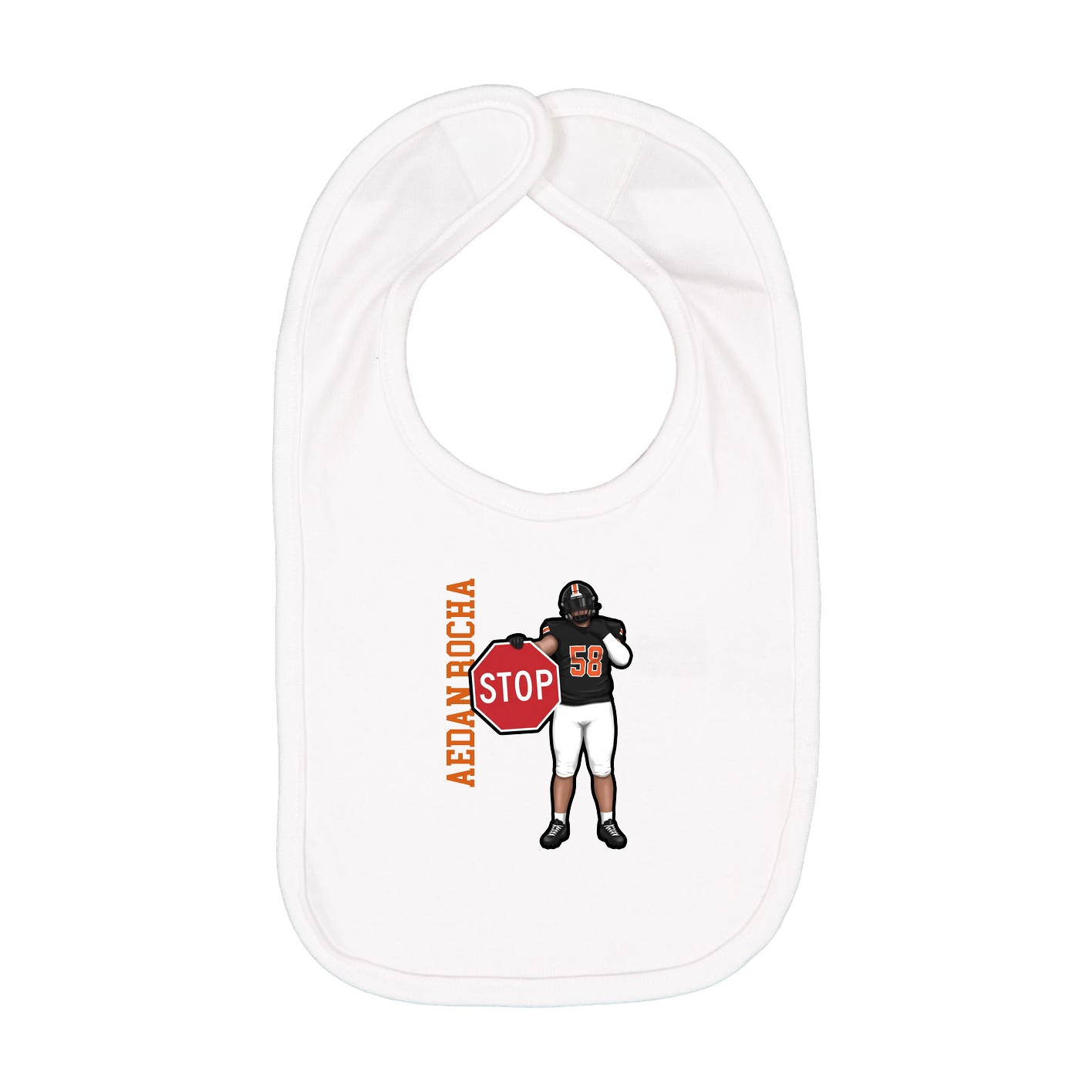 Infant Bib — Name Vertical in White