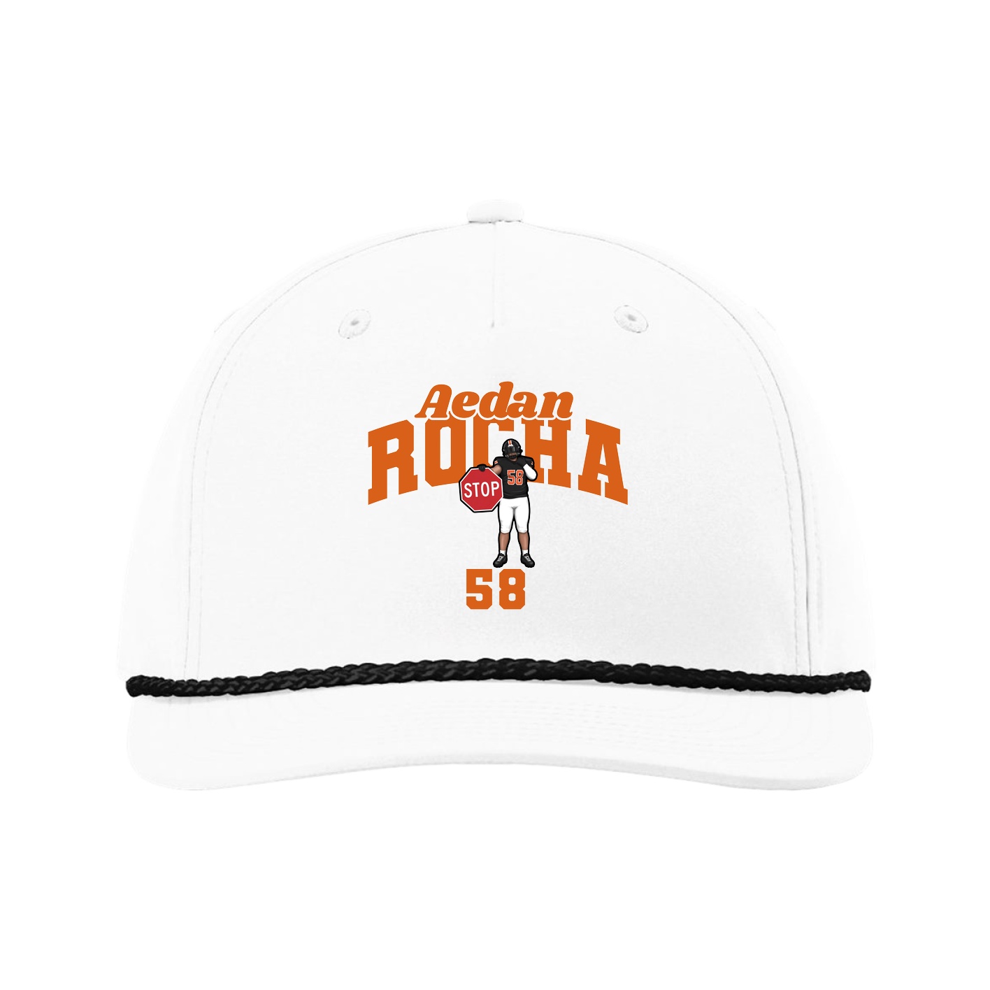 Five-Panel Classic Rope Cap — Signature Arch in White