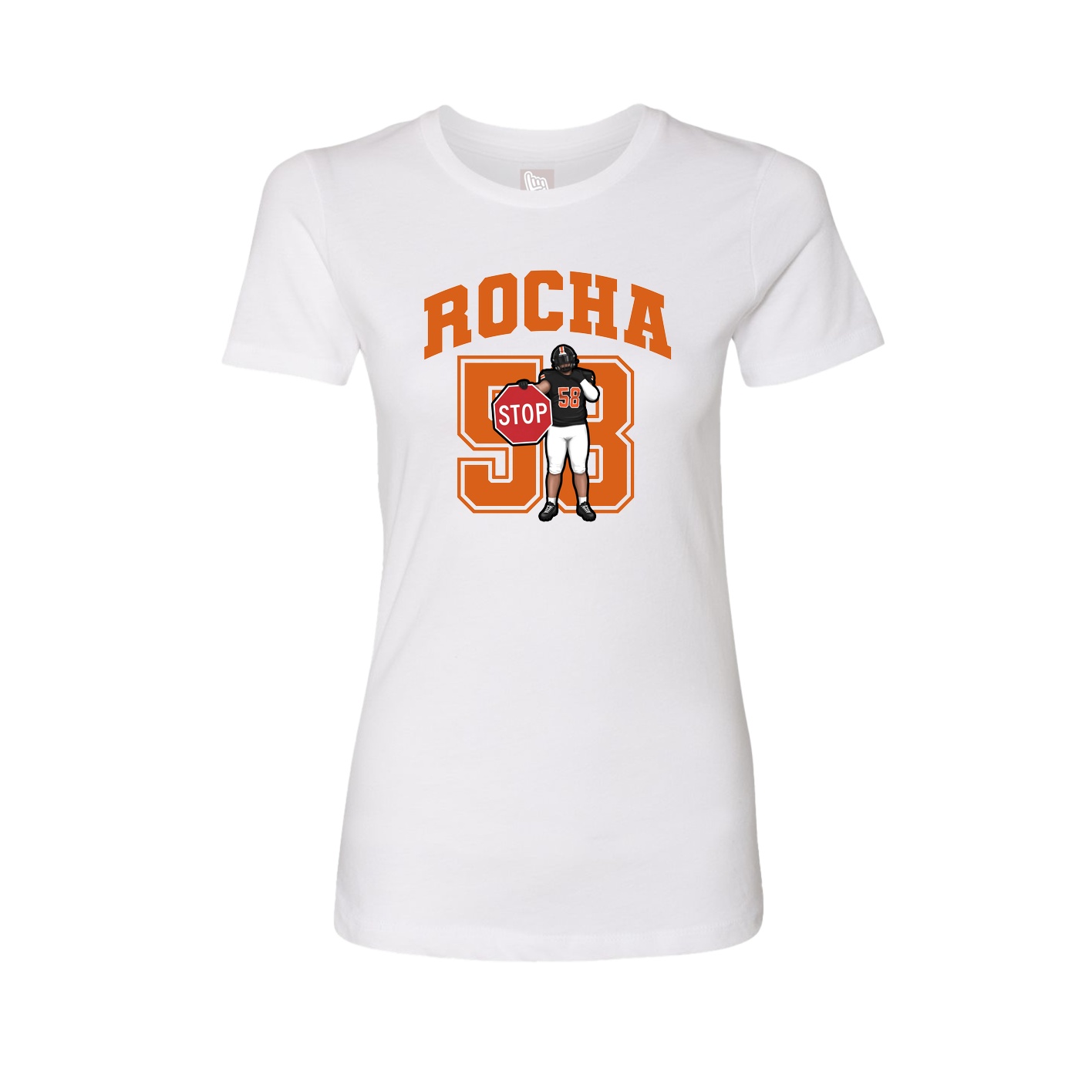 Fitted Women's Tee — Number in White