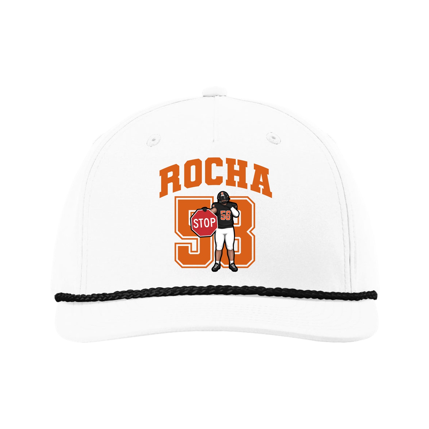 Five-Panel Classic Rope Cap — Number in White