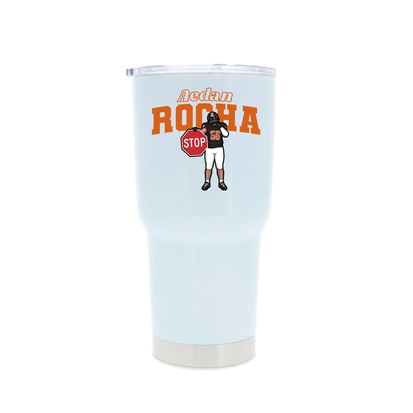 30oz Stainless Steel Tumbler — Name Arch in White