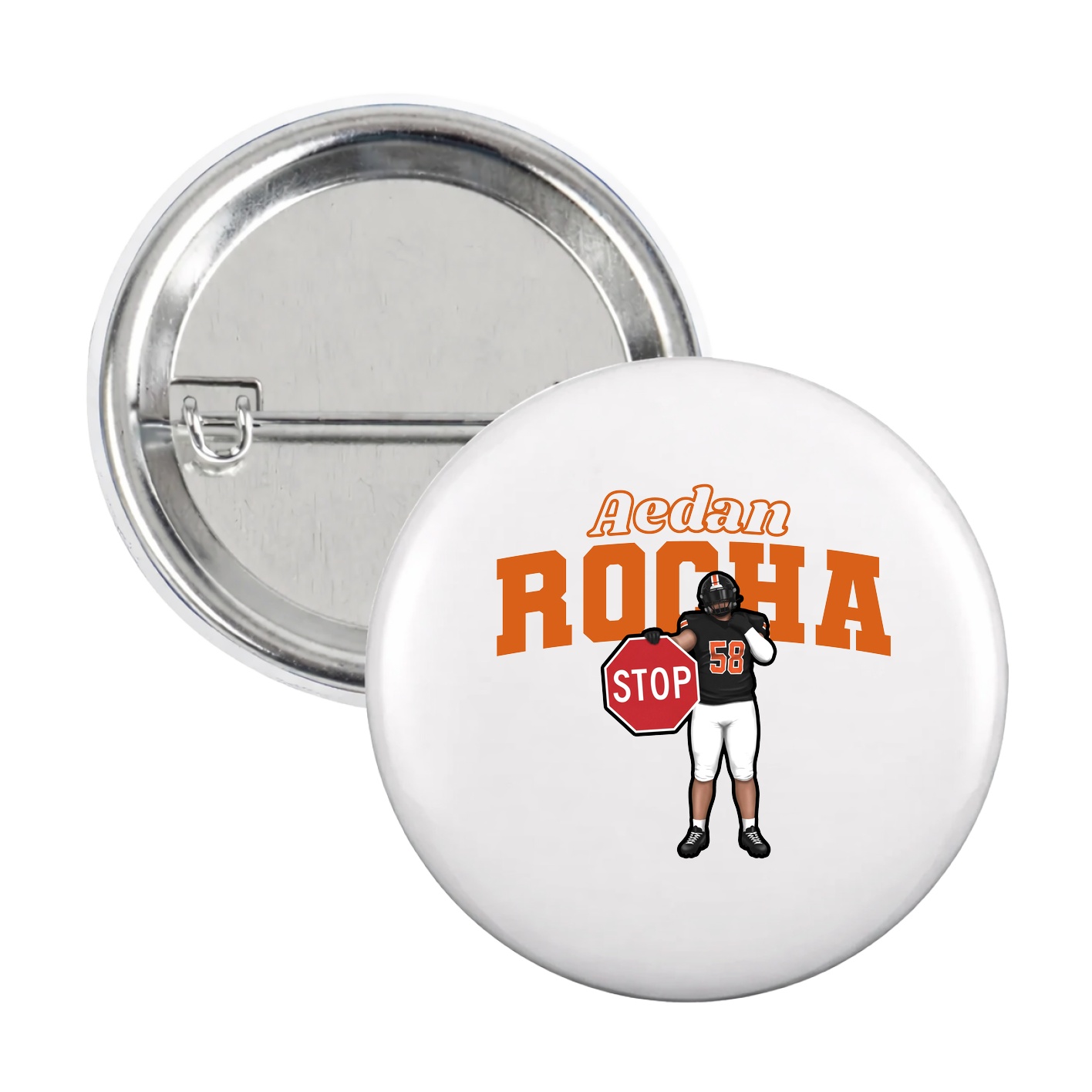 Game Day Button — Name Arch in White
