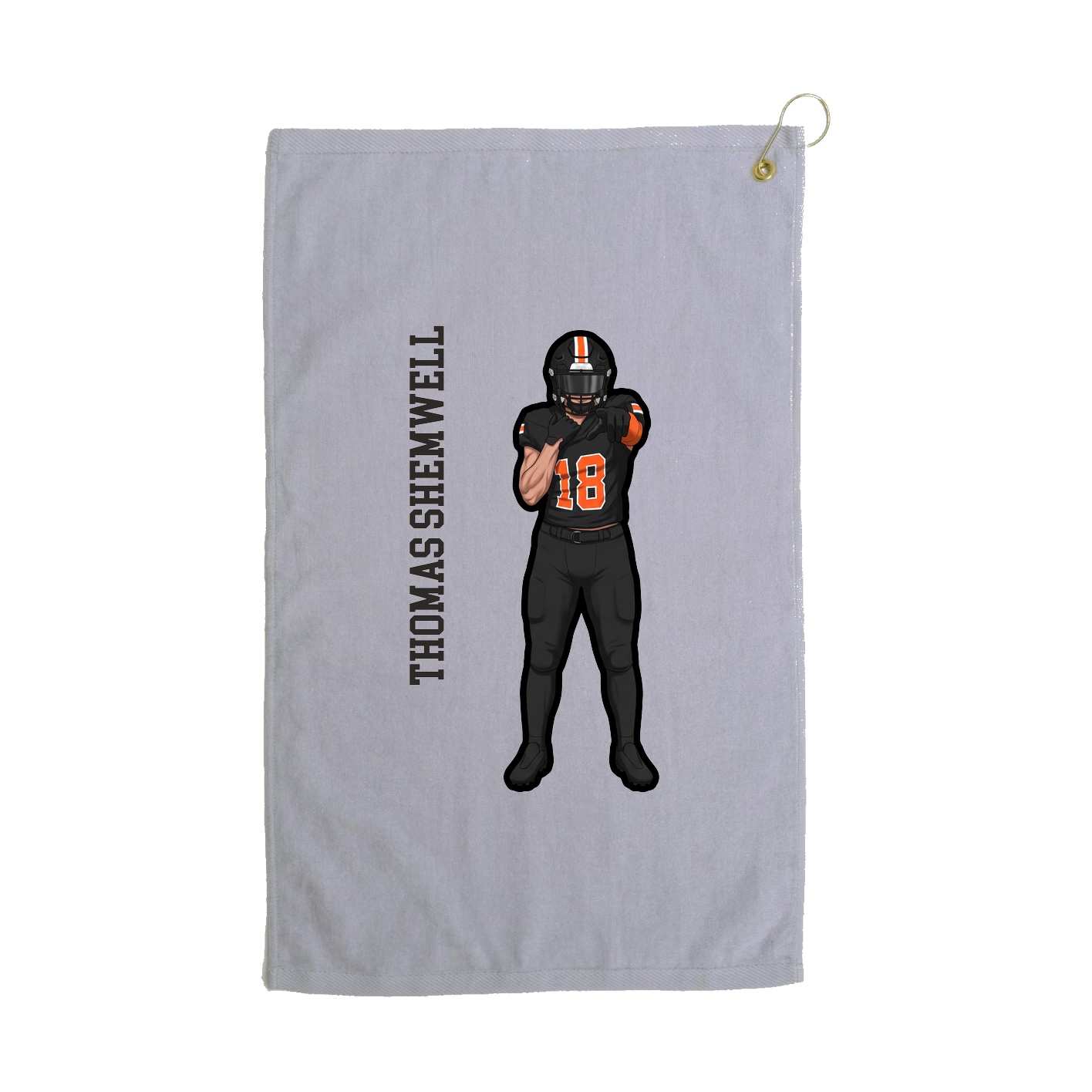 Golf Towel — Name Vertical in Grey