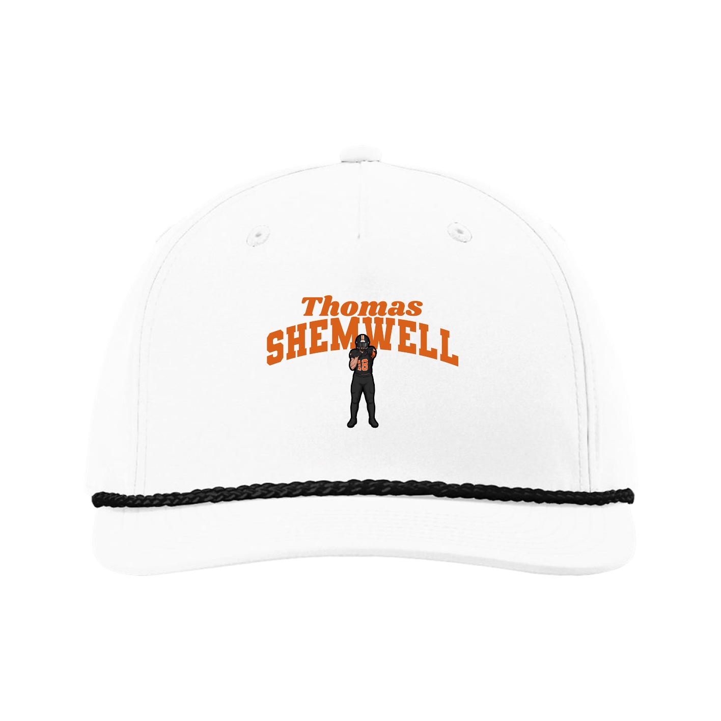 Five-Panel Classic Rope Cap — Signature Arch in White