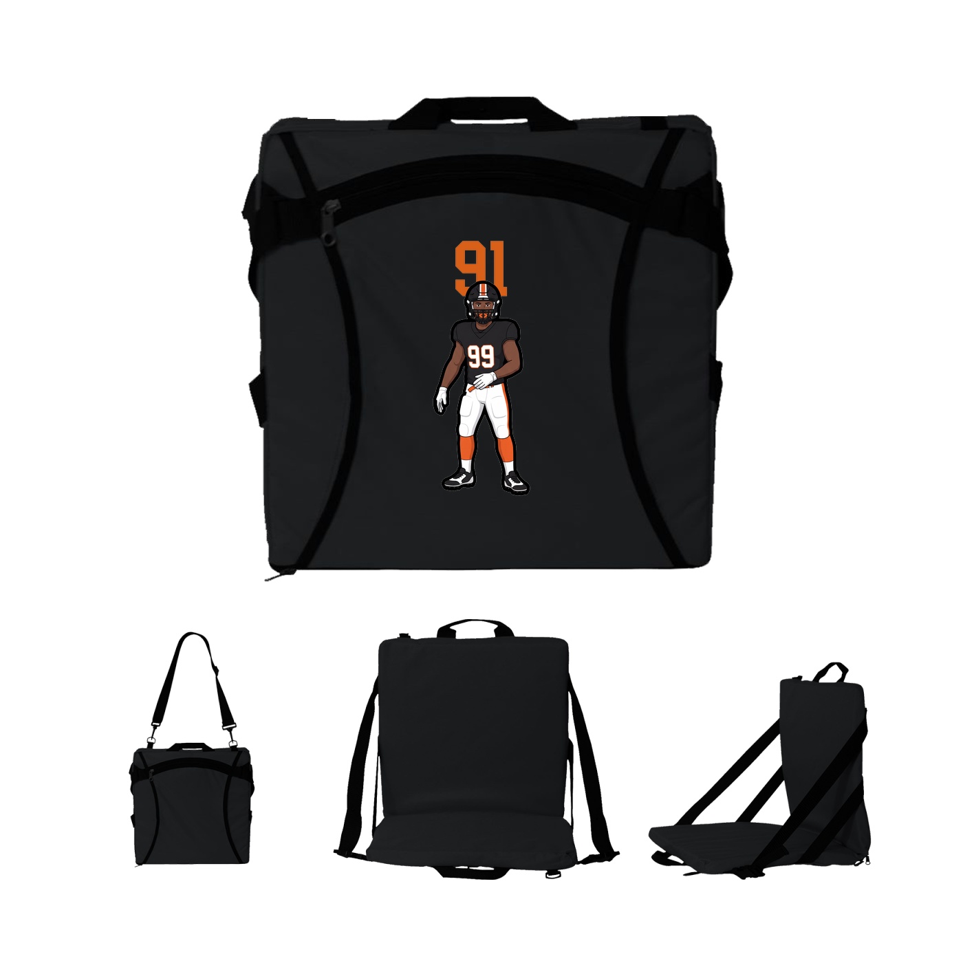 Folding Stadium Seat — Number Top in Black