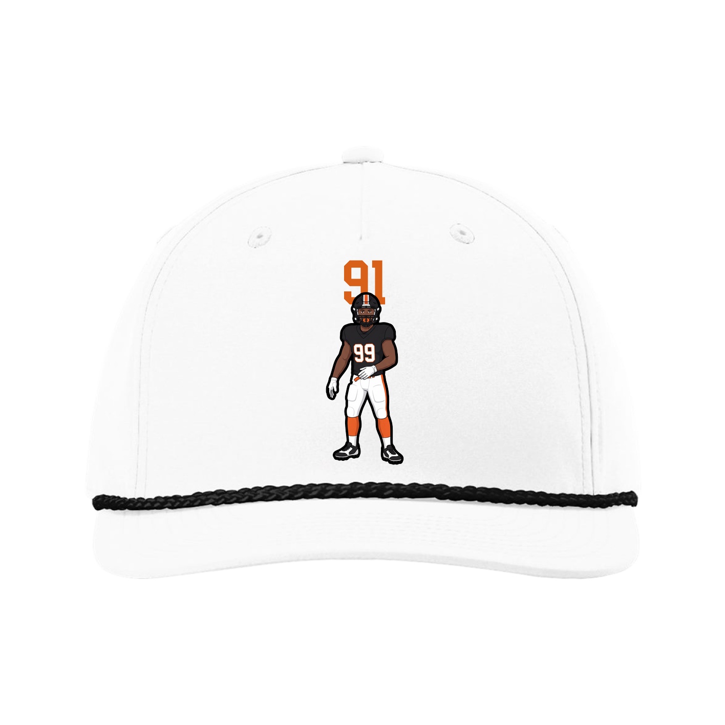 Five-Panel Classic Rope Cap — Number Top in White