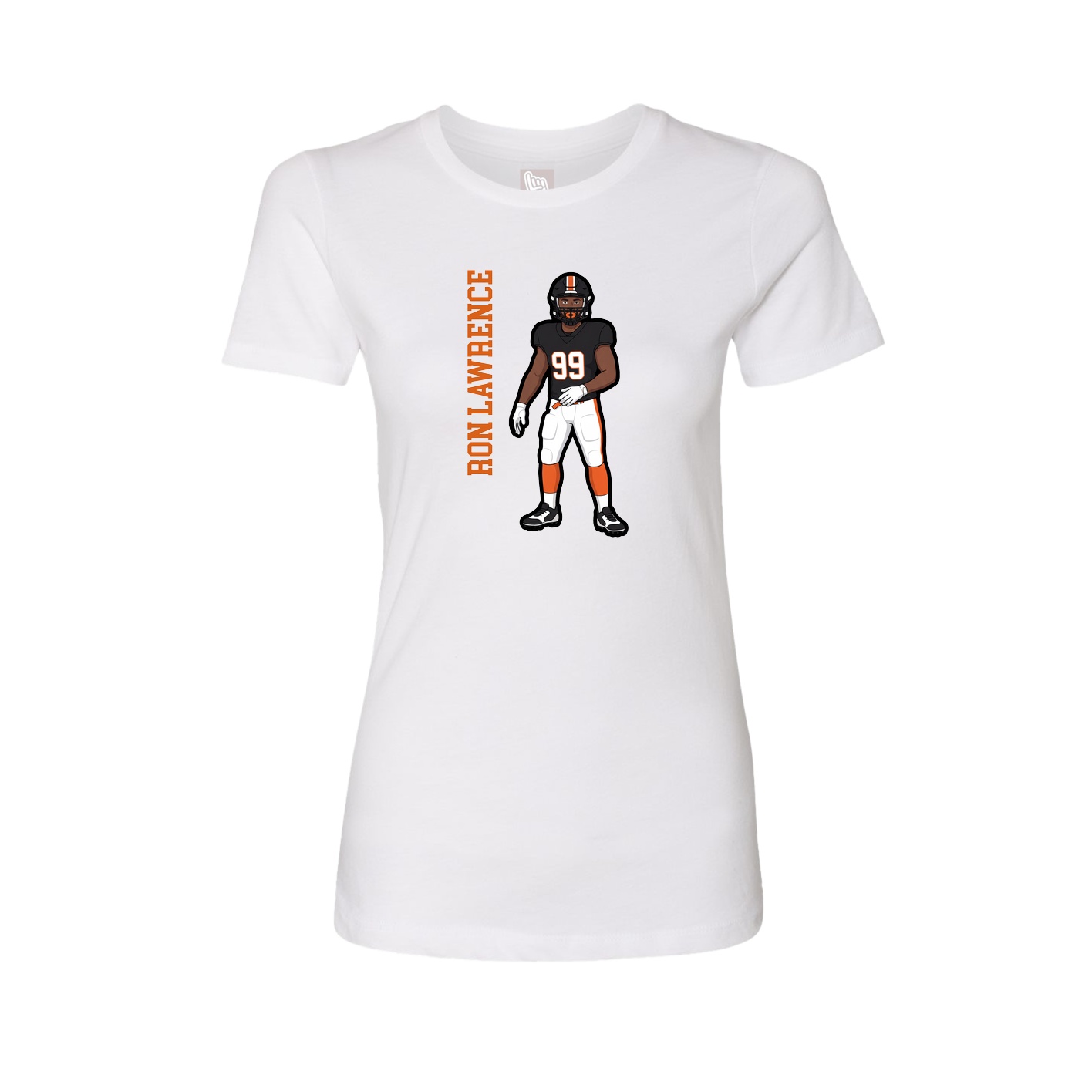 Fitted Women's Tee — Name Vertical in White