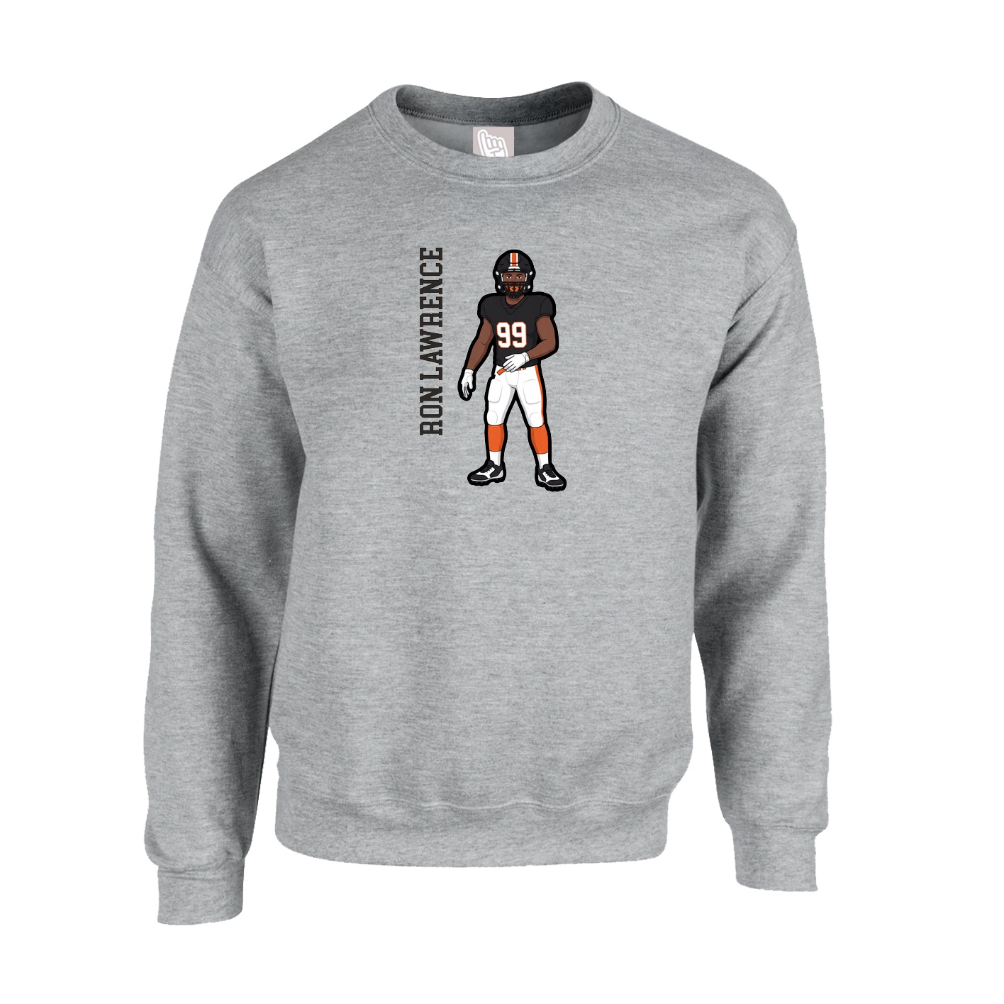Fleece Crew — Name Vertical in Grey