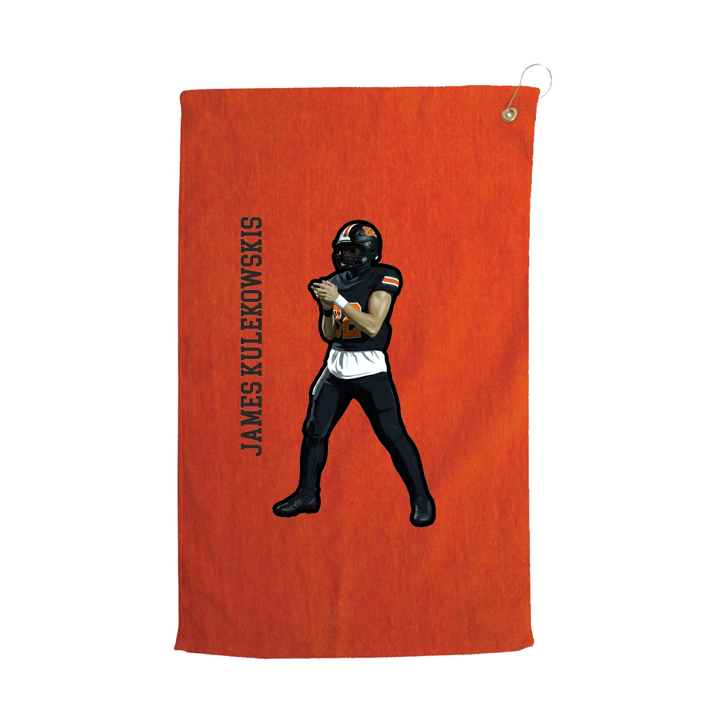 Golf Towel — Name Vertical in Orange