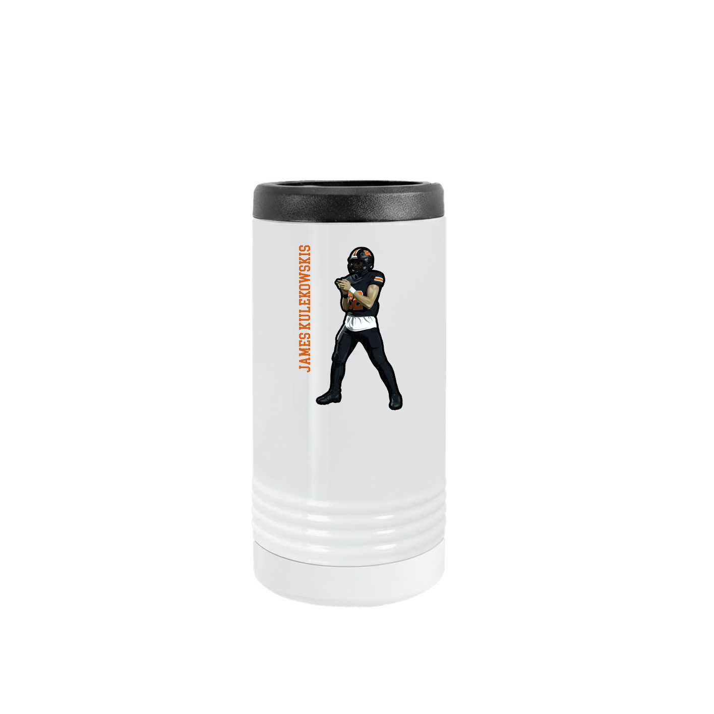 Slim Beverage Holder — Name Vertical in White