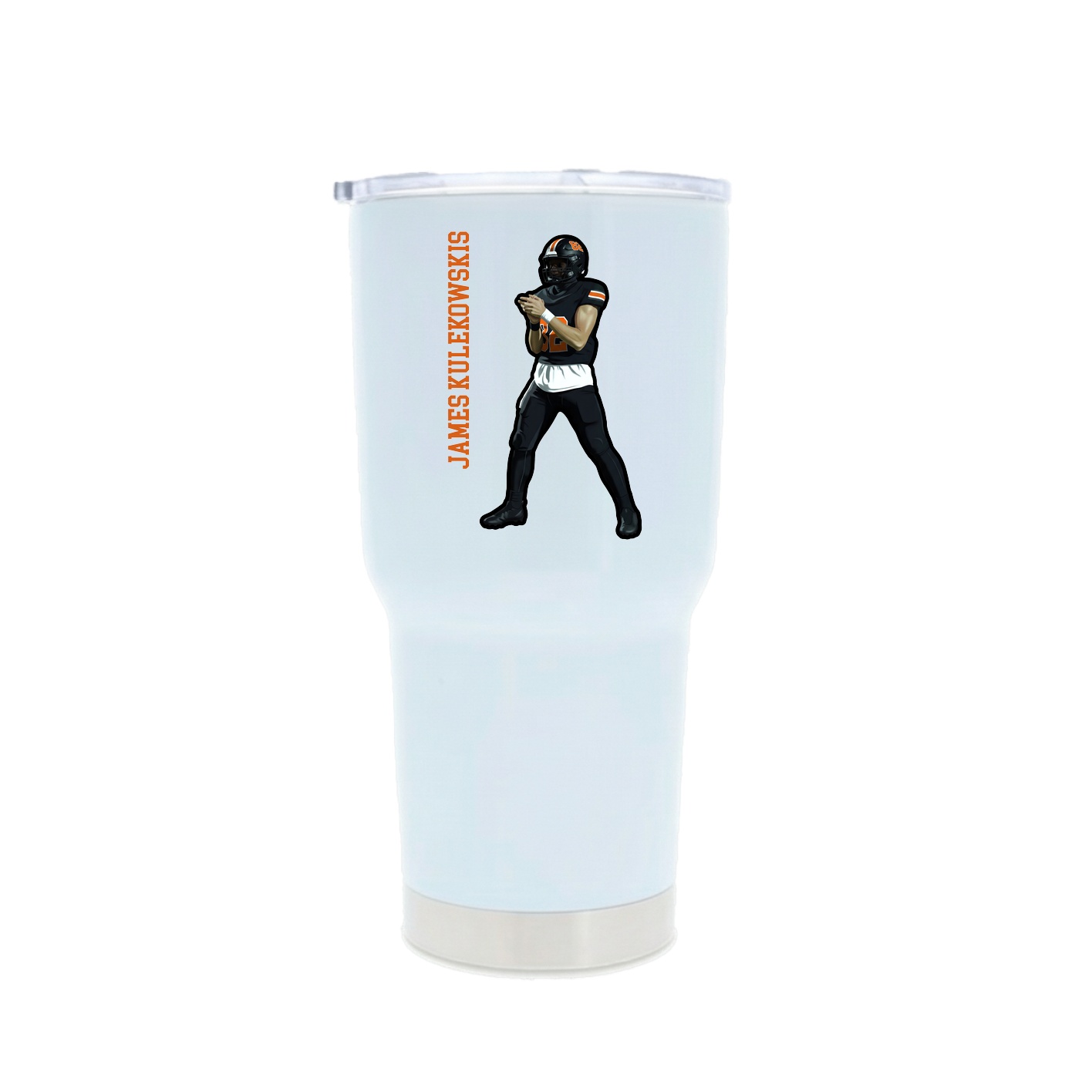 30oz Stainless Steel Tumbler — Name Vertical in White