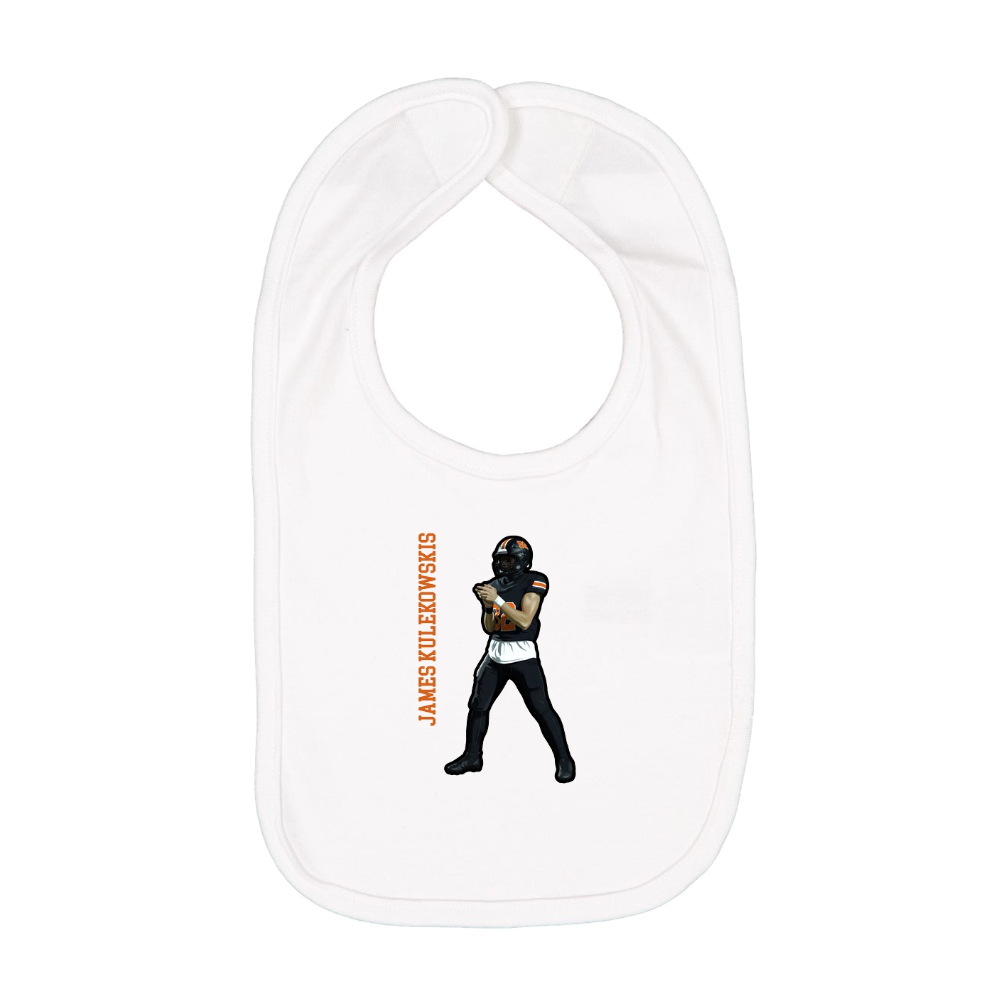 Infant Bib — Name Vertical in White