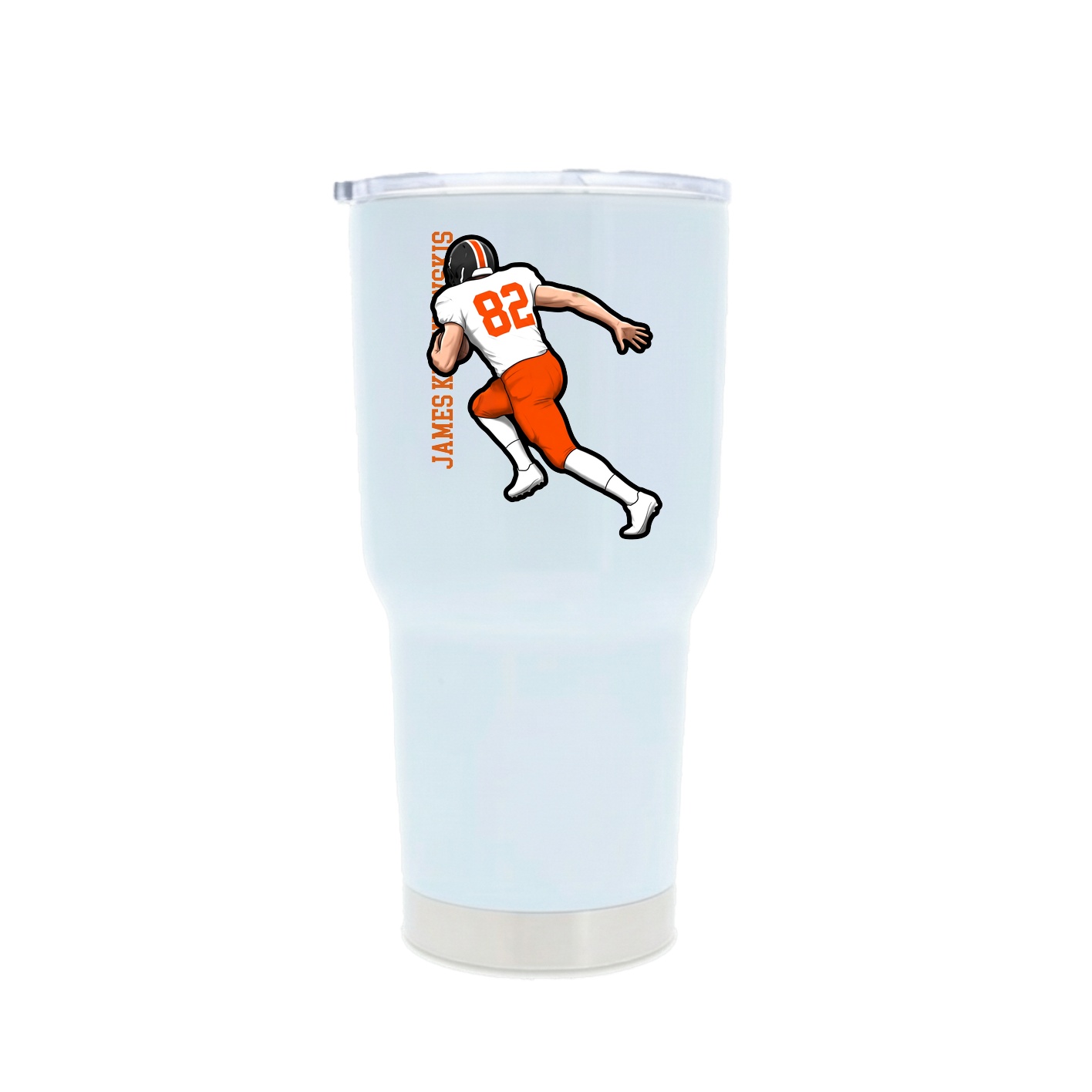 30oz Stainless Steel Tumbler — Name Vertical in White