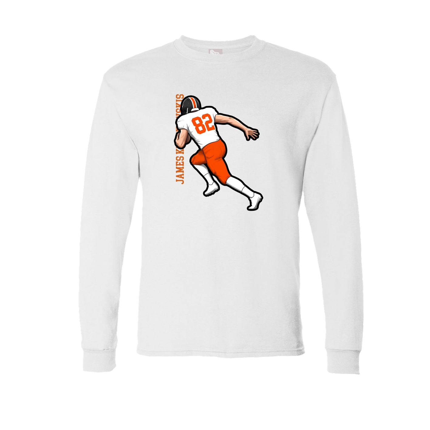 Long Sleeve Tee — Name Vertical in White