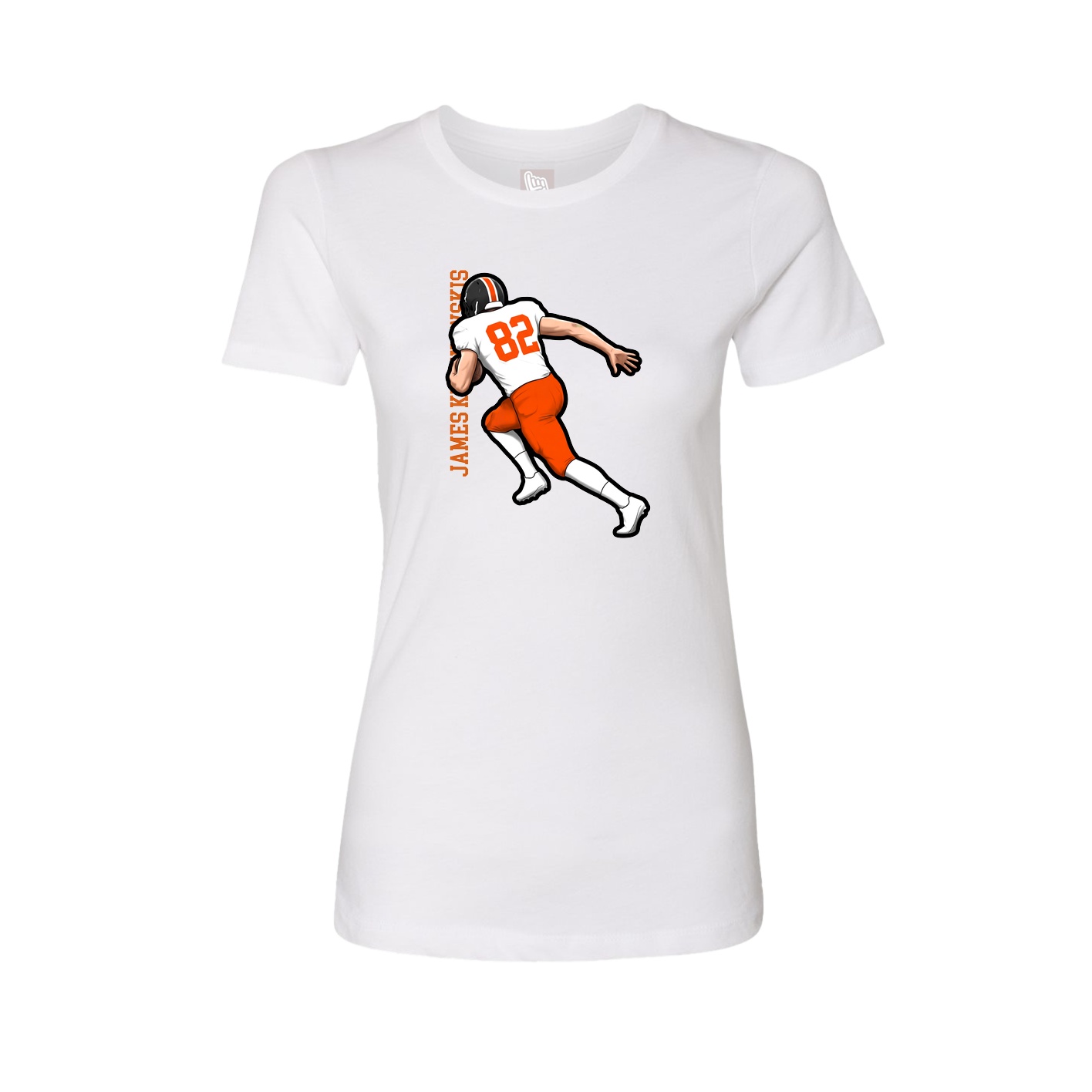 Fitted Women's Tee — Name Vertical in White