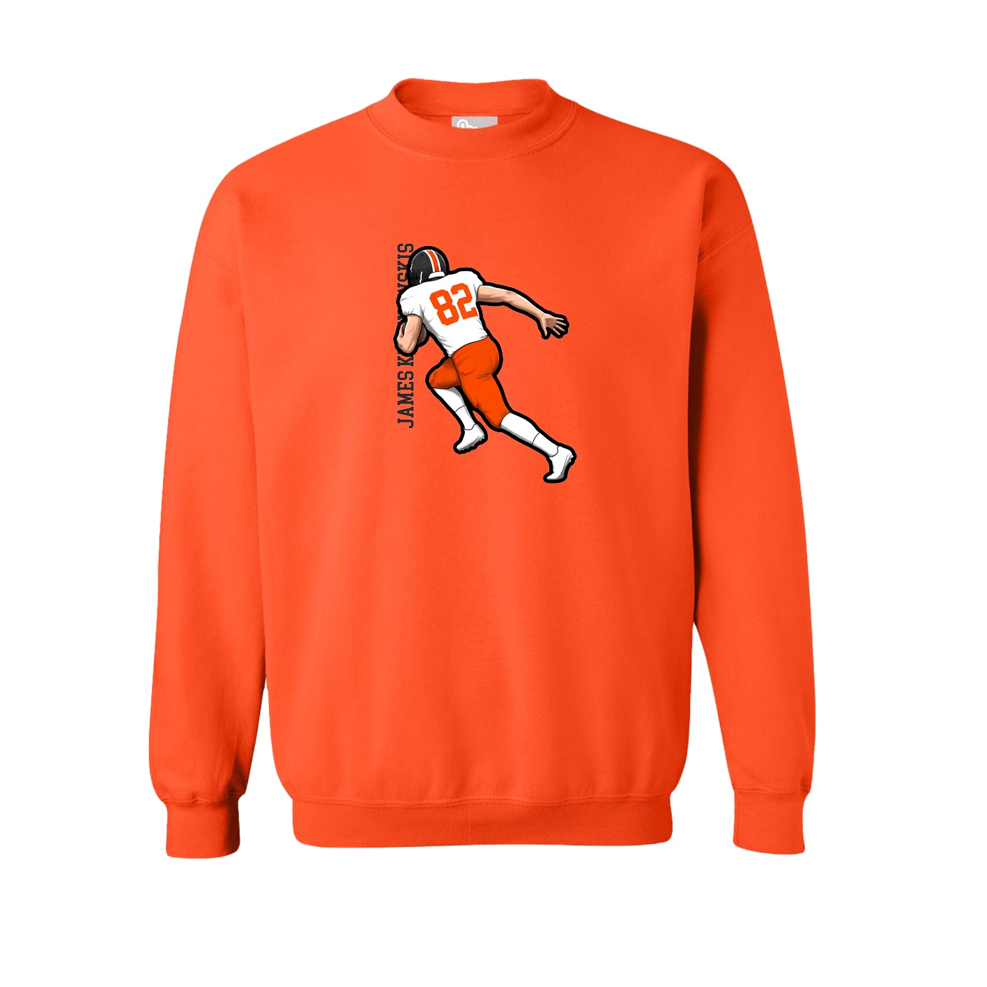 Fleece Crew — Name Vertical in Orange