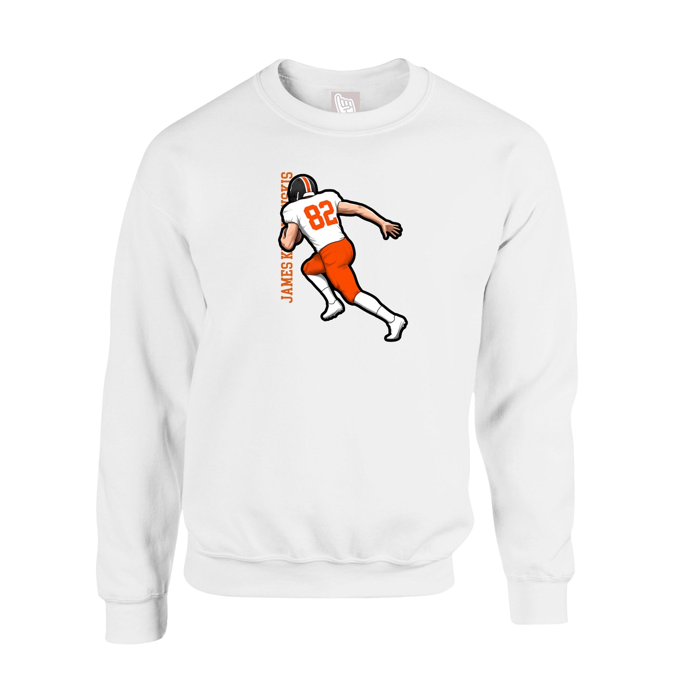 Fleece Crew — Name Vertical in White
