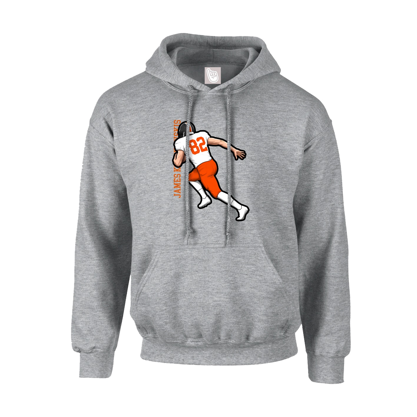Youth Hoodie — Name Vertical in Grey