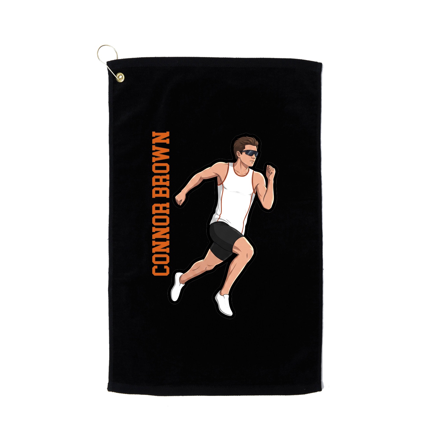 Golf Towel — Name Vertical in Black