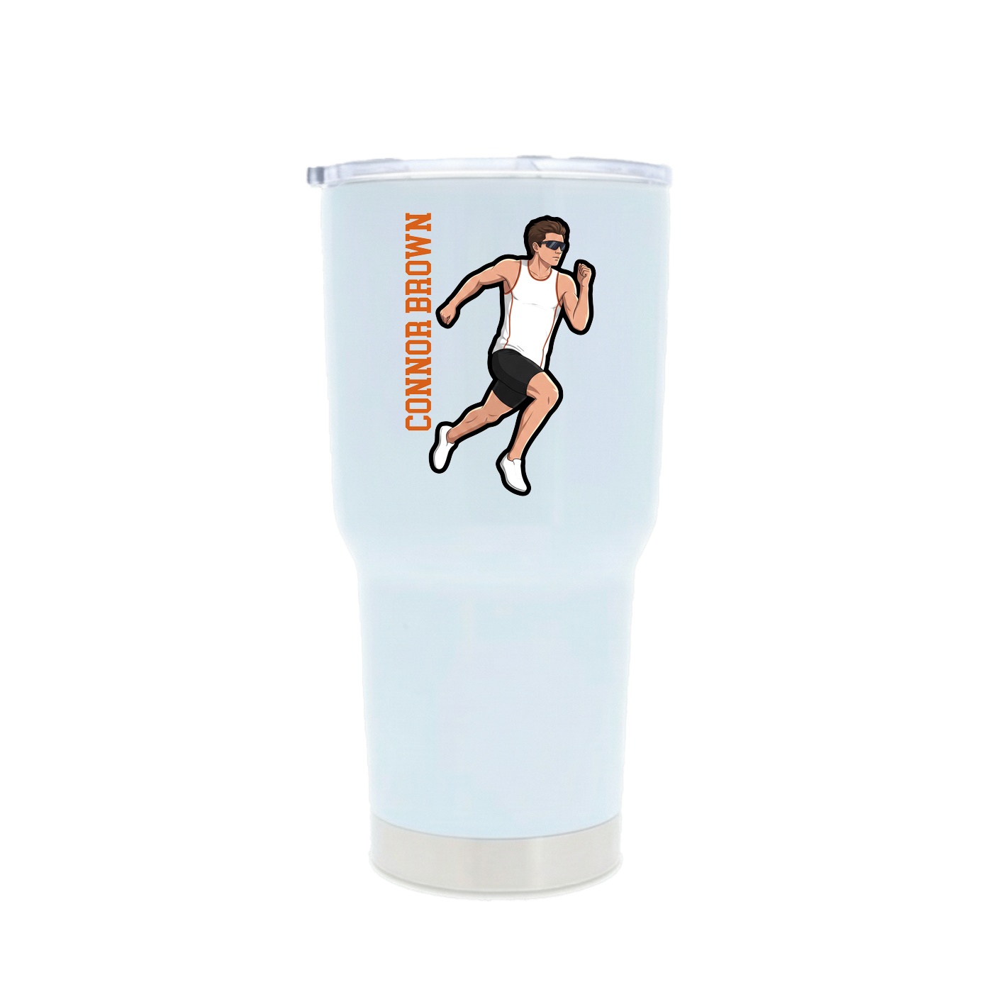 30oz Stainless Steel Tumbler — Name Vertical in White