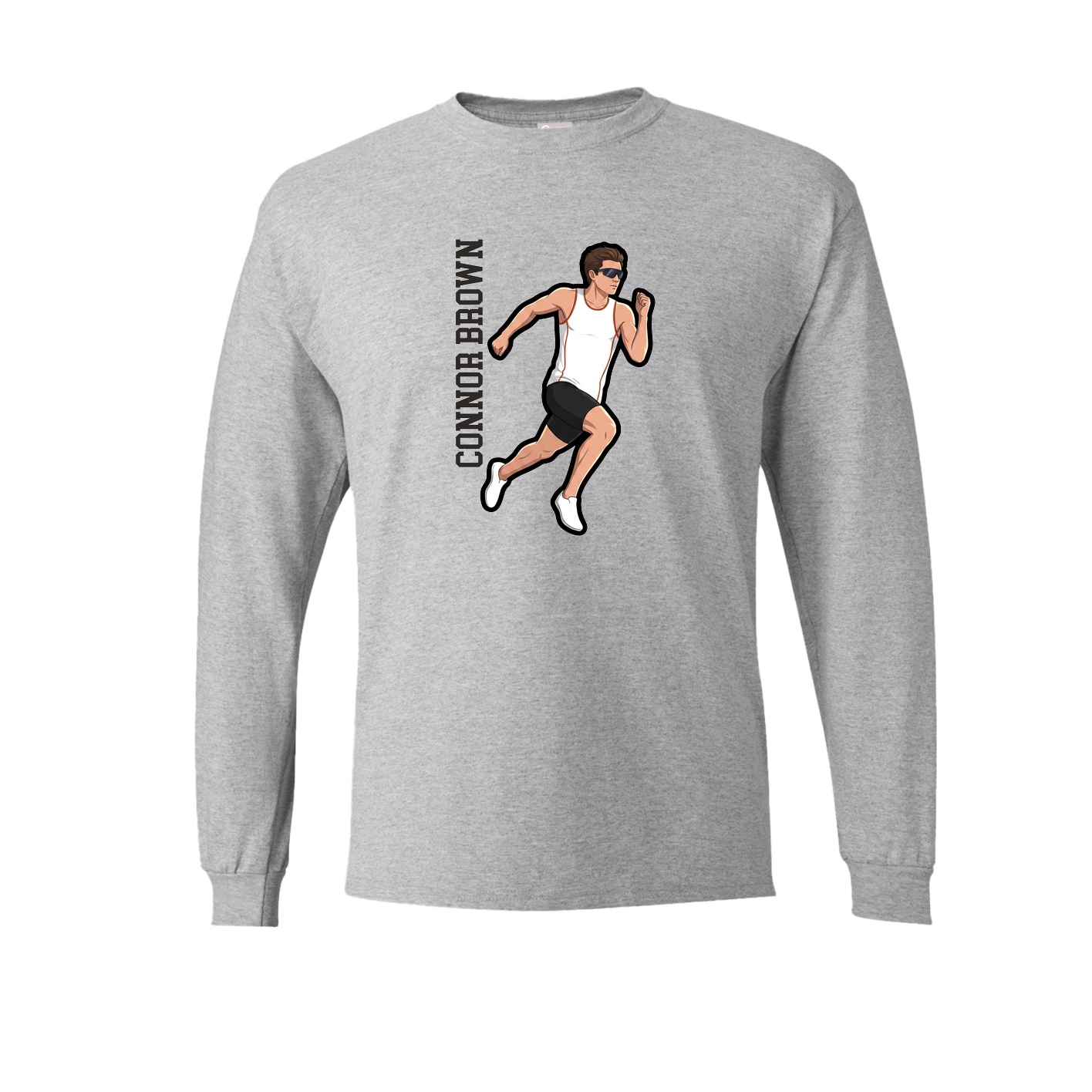 Long Sleeve Tee — Name Vertical in Grey