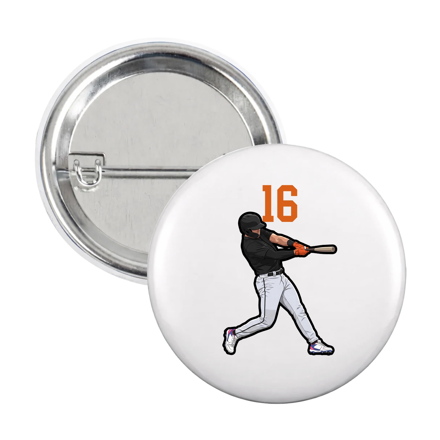 Game Day Button — Number Top in White