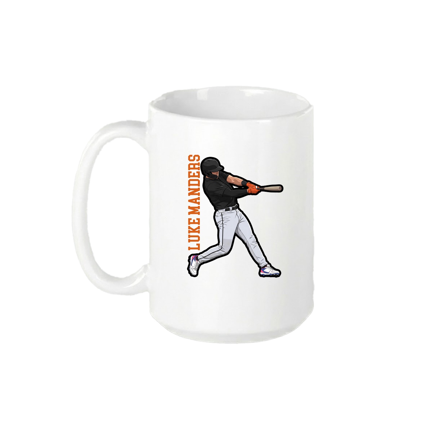 15oz Coffee Mug — Name Vertical in White