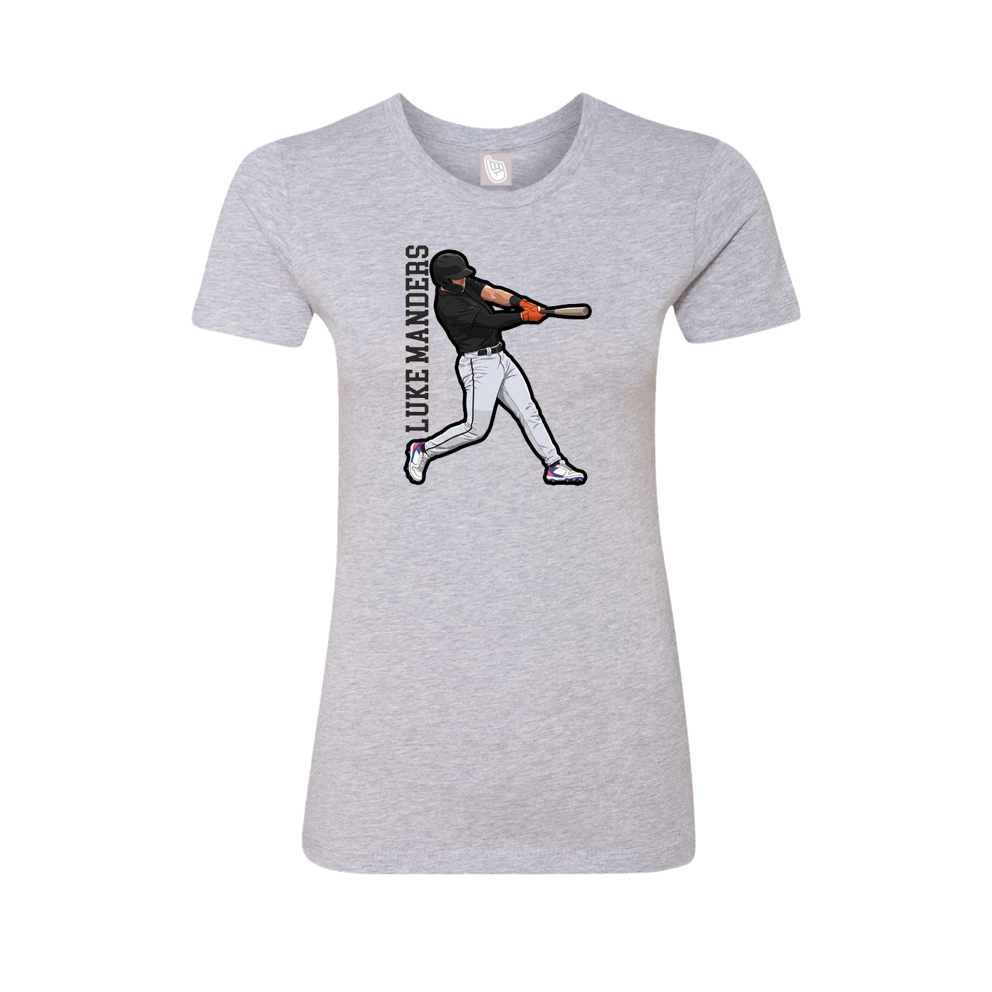 Fitted Women's Tee — Name Vertical in Grey