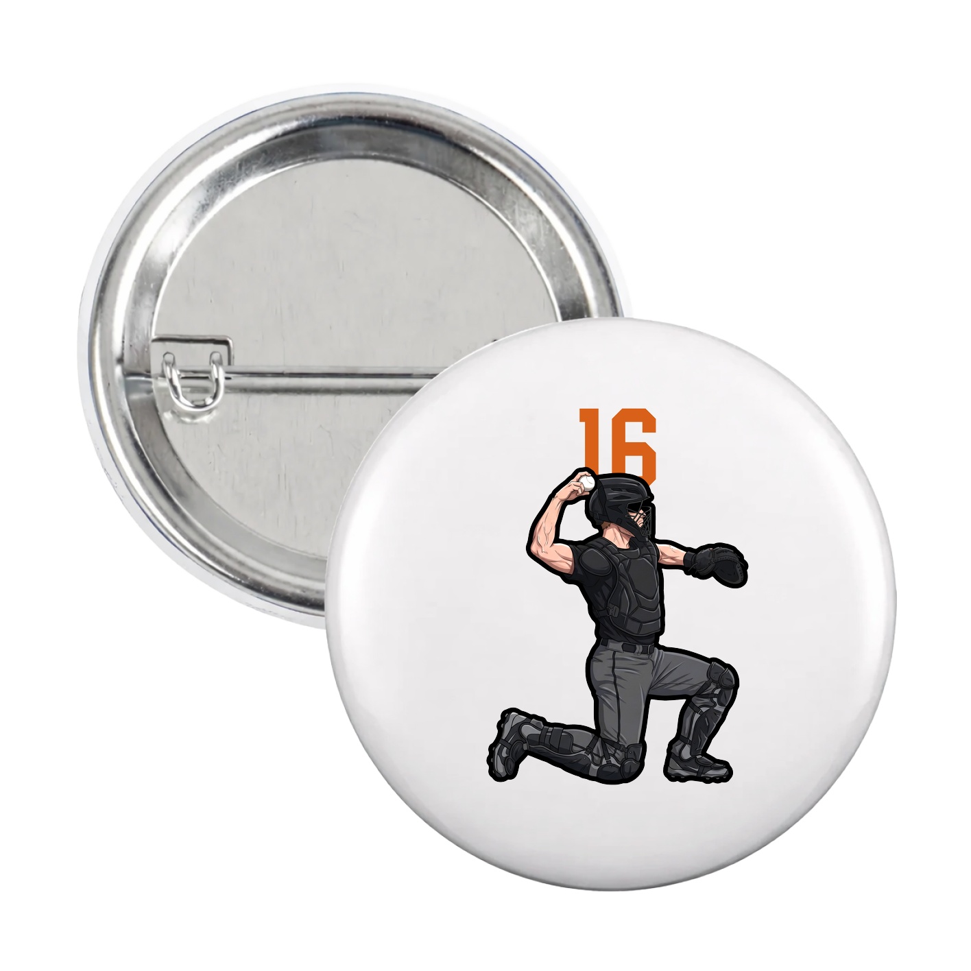 Game Day Button — Number Top in White