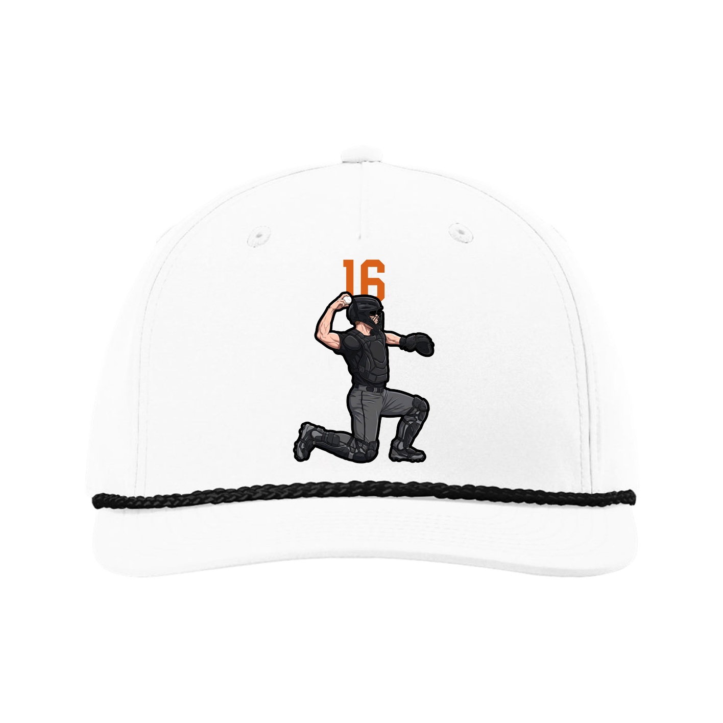 Five-Panel Classic Rope Cap — Number Top in White