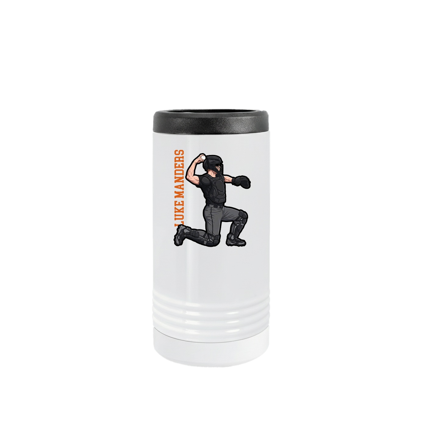 Slim Beverage Holder — Name Vertical in White