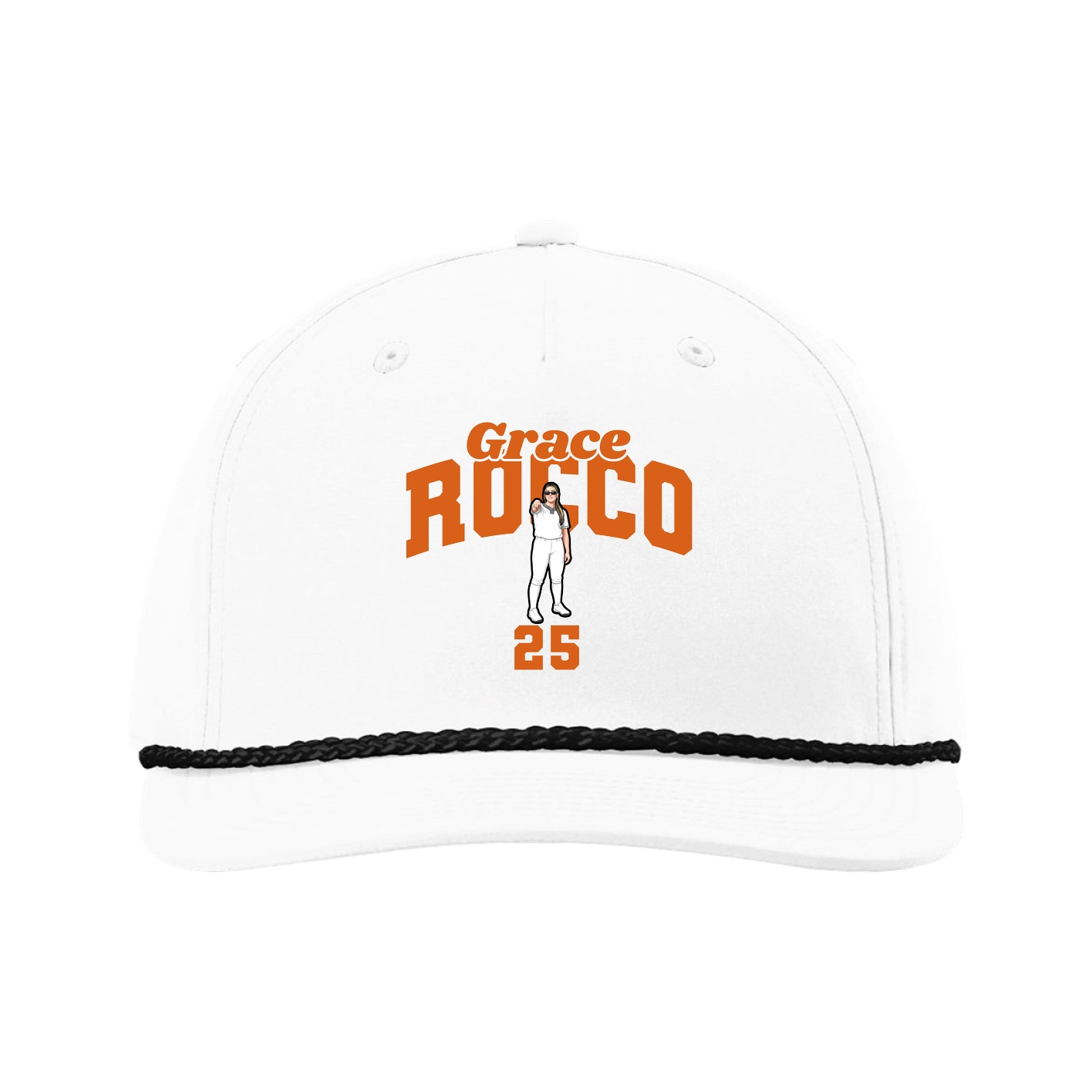 Five-Panel Classic Rope Cap — Signature Arch in White