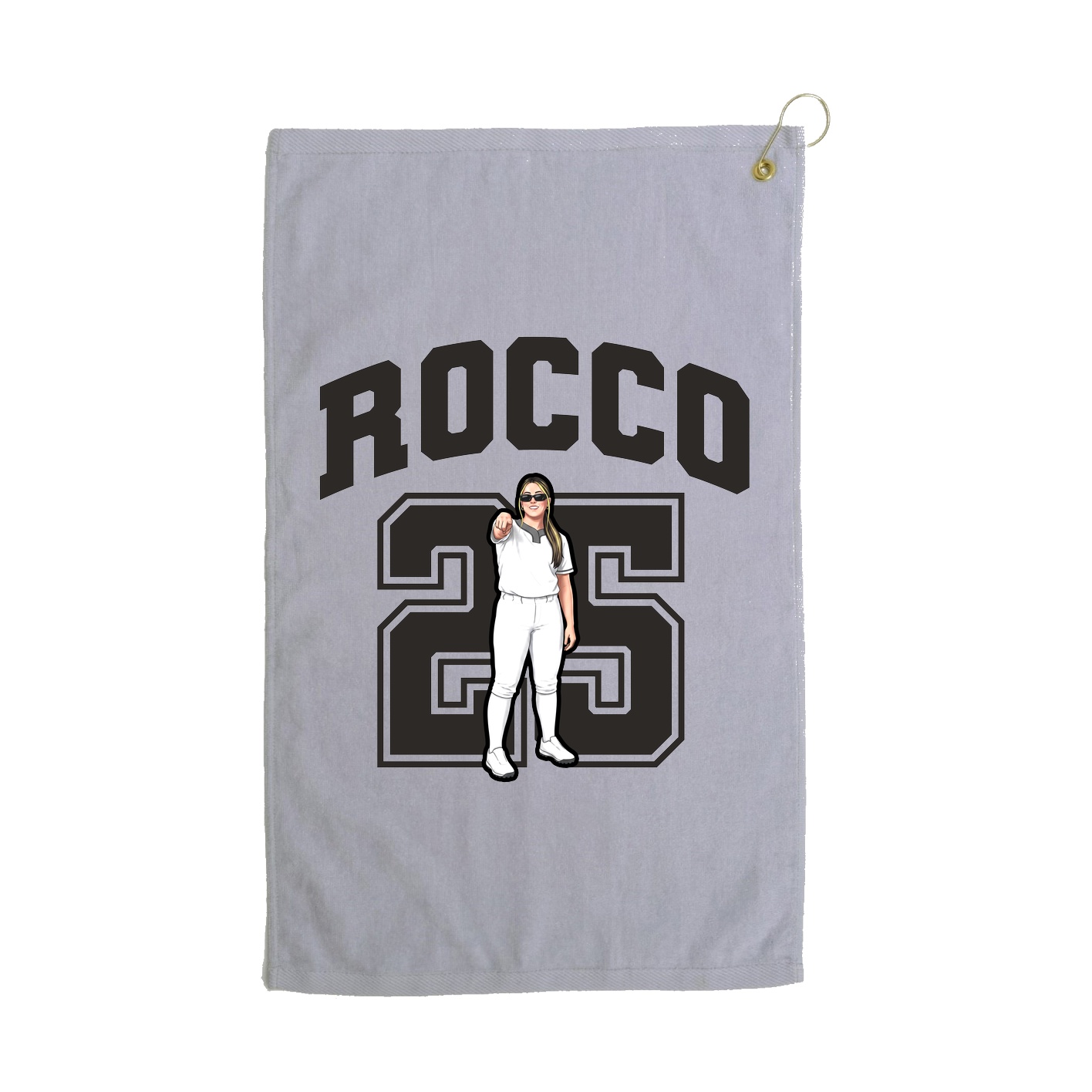 Golf Towel — Number in Grey