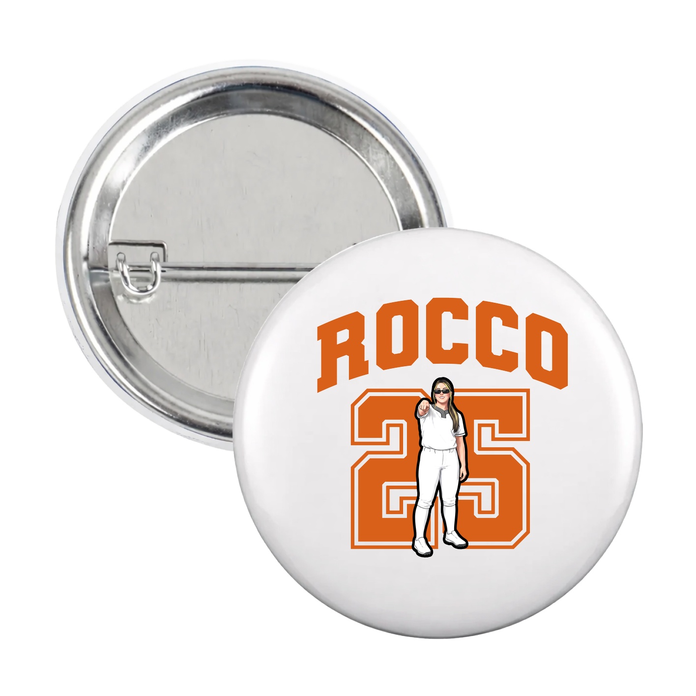 Game Day Button — Number in White