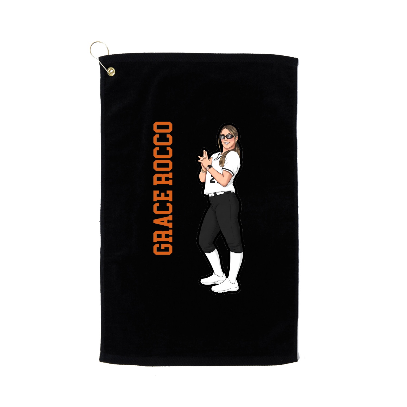 Golf Towel — Name Vertical in Black