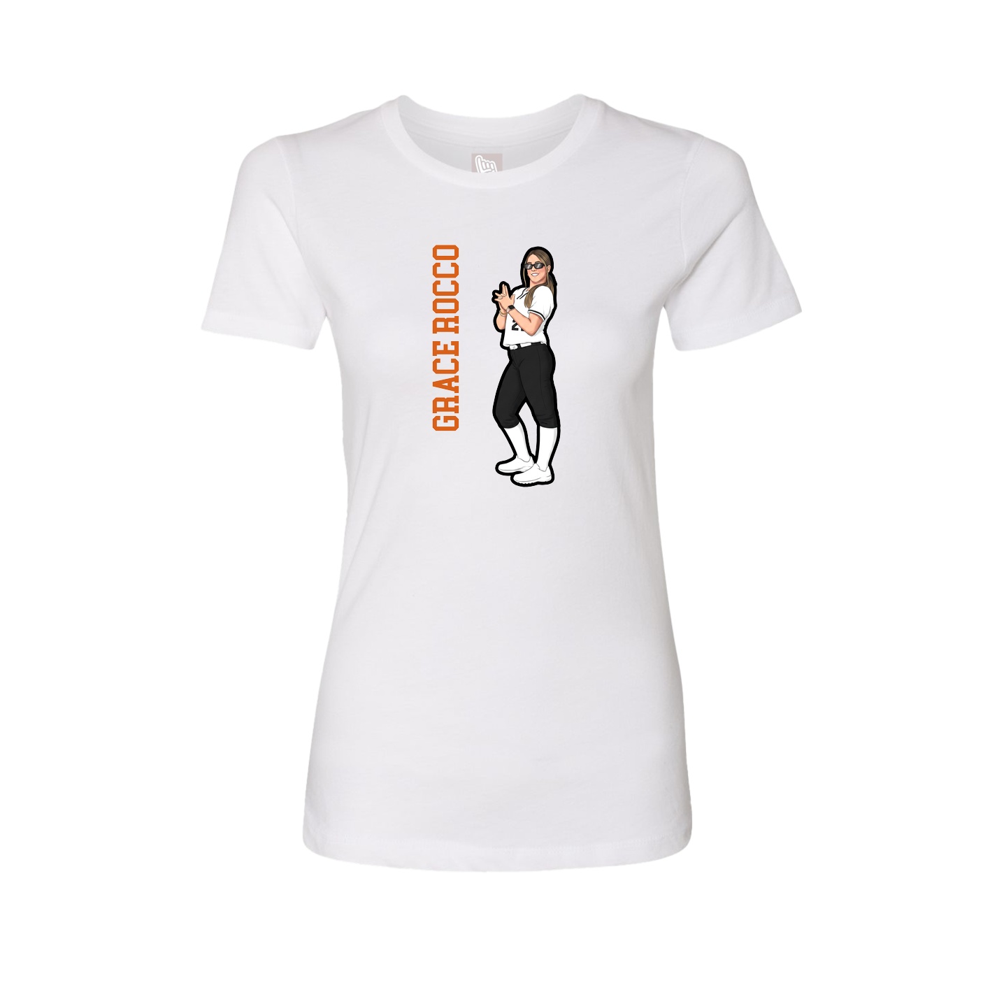 Fitted Women's Tee — Name Vertical in White