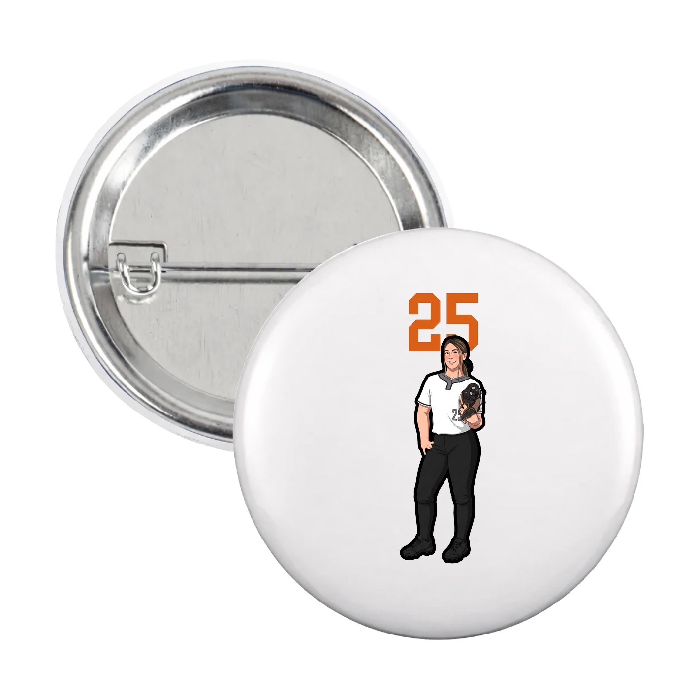 Game Day Button — Number Top in White