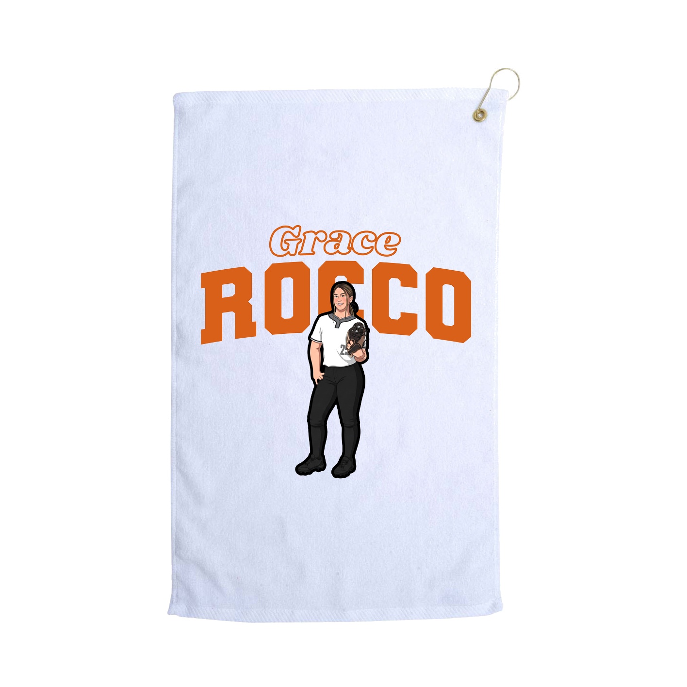 Golf Towel — Name Arch in White