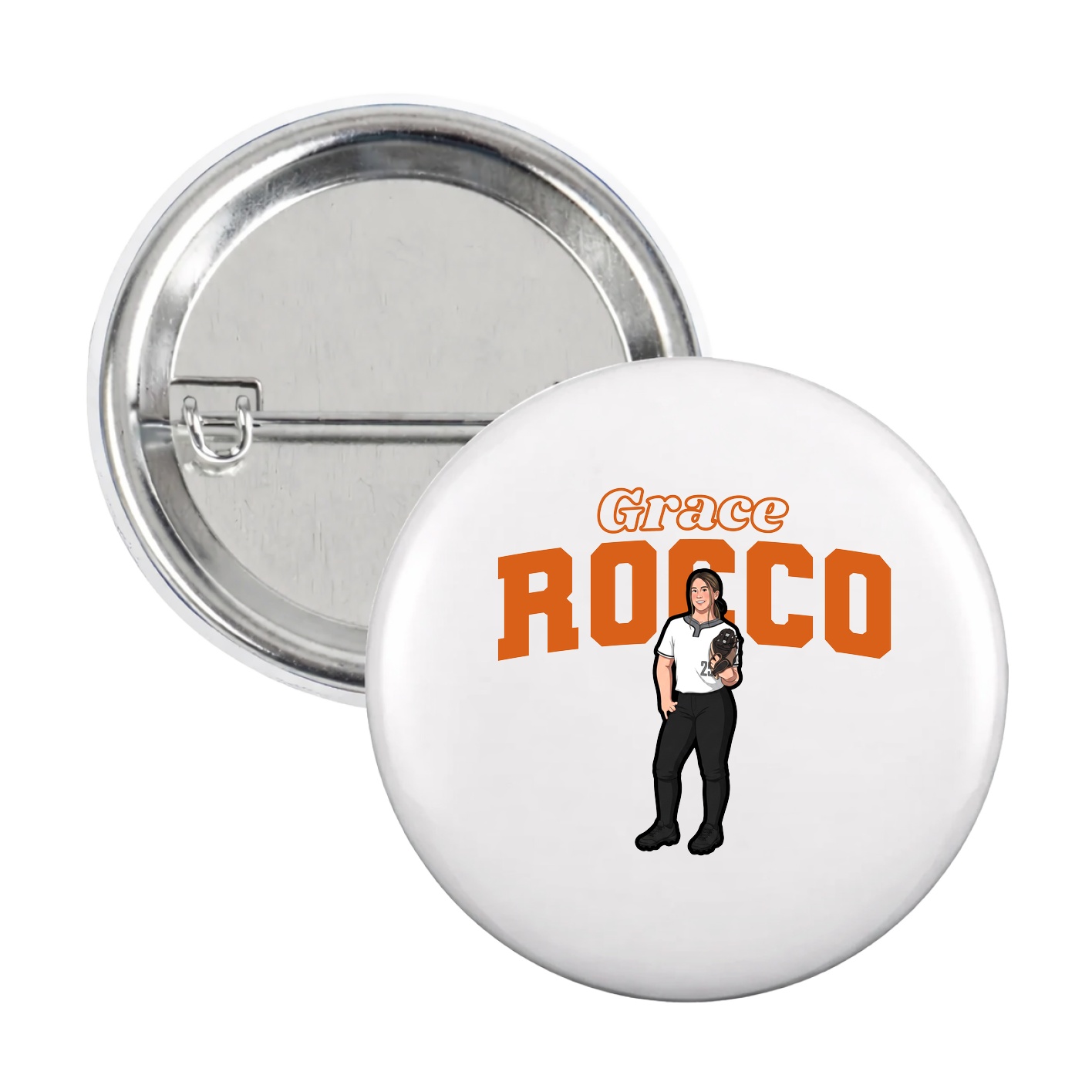 Game Day Button — Name Arch in White