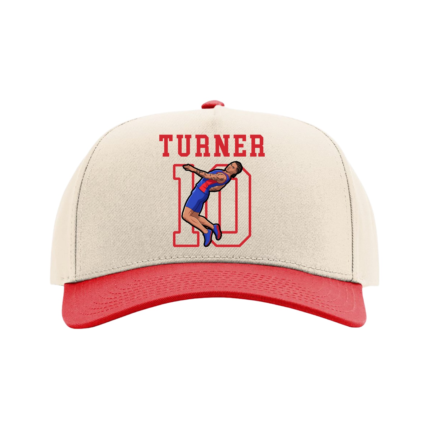 Full Fabric Five-Panel Champ Cap — Shirsey in Cream/Red