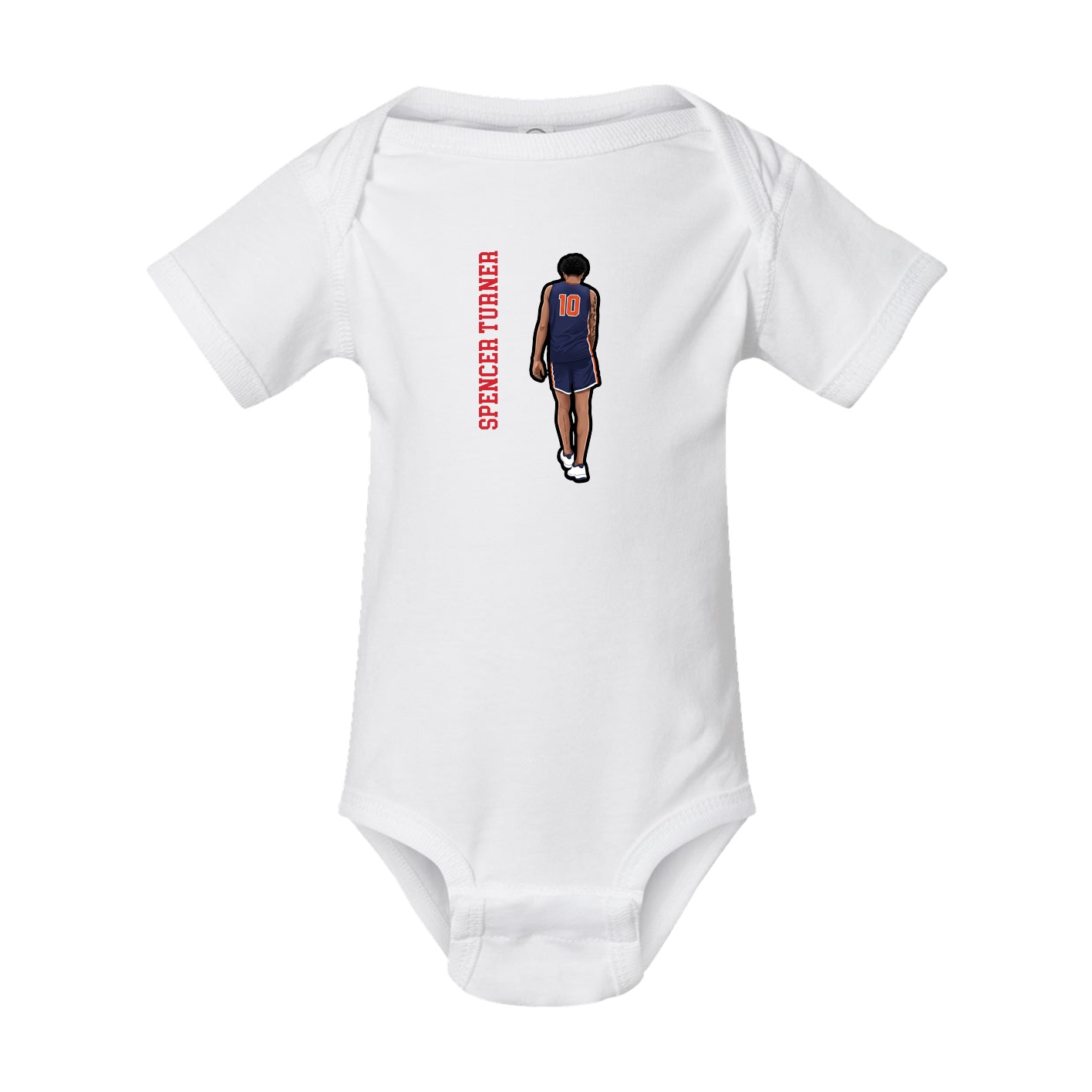 Baby Onesie — Name Vertical in White