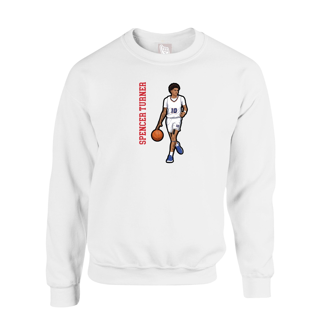 Fleece Crew — Name Vertical in White