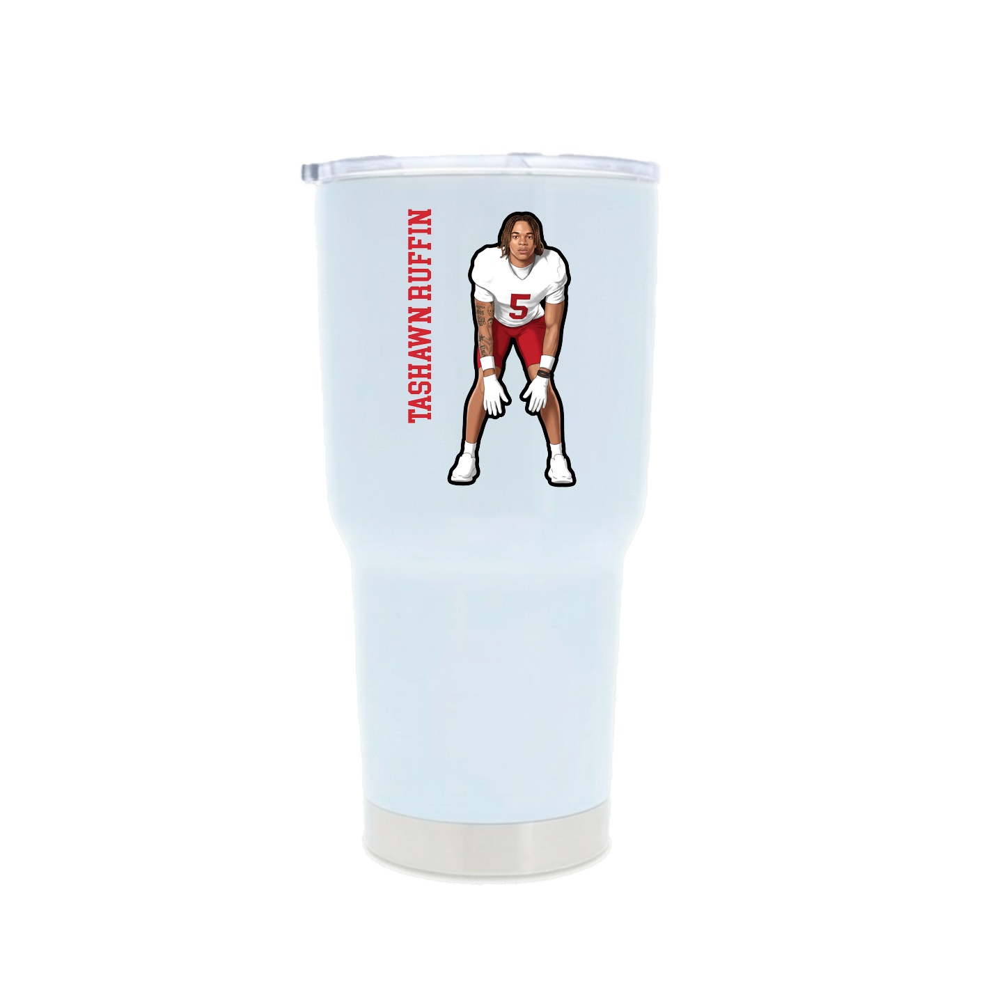 30oz Stainless Steel Tumbler — Name Vertical in White
