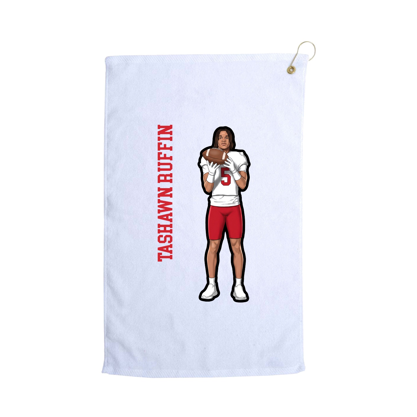 Golf Towel — Name Vertical in White
