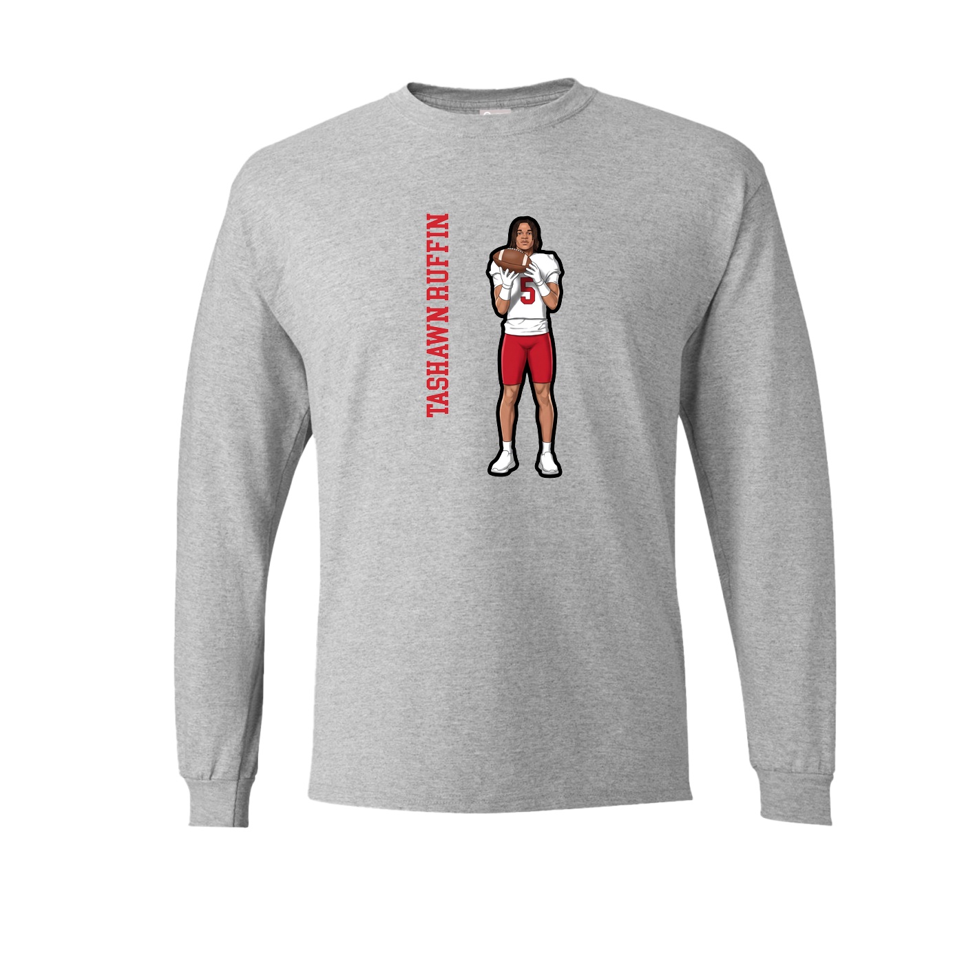 Long Sleeve Tee — Name Vertical in Grey